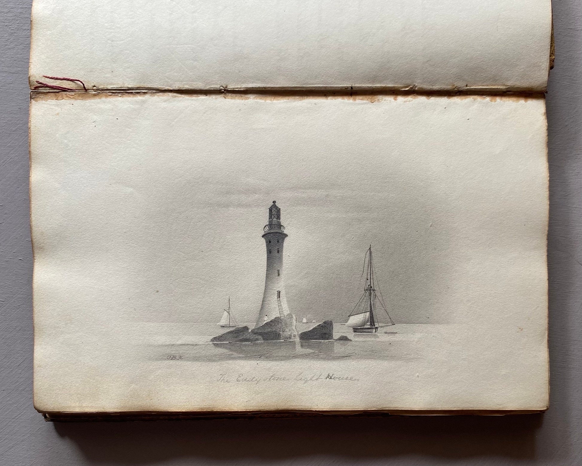 A Scrapbook From The Early 1800s. Watercolours, Drawings and Decorative Script. Size: 12.3 x 20.5 cms.