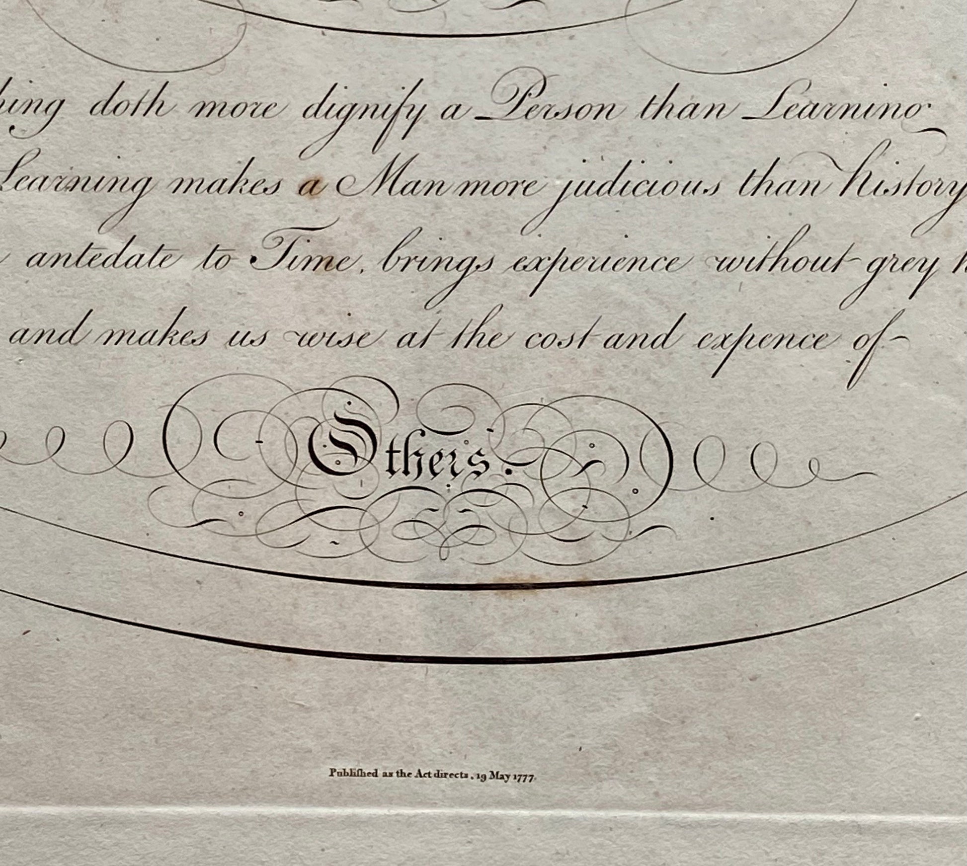 On History. Calligraphy by Thomas Tomkins. From The Beauties of Writing. Published in 1808. Size: 28 x 43.7 cms