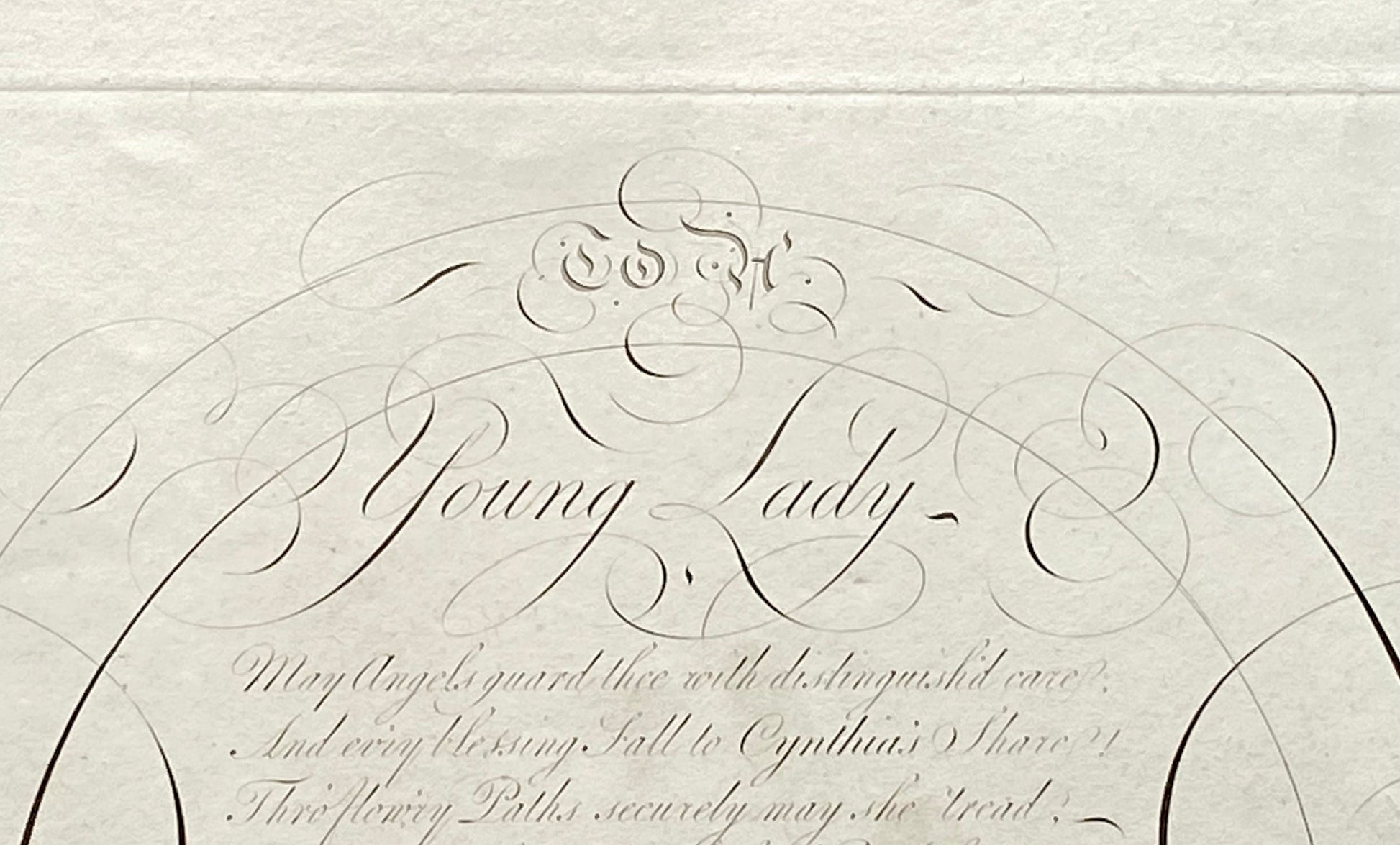 To A Young Lady. Calligraphy by Thomas Tomkins. From The Beauties of Writing. Published in 1808. Size: 28 x 43.7 cms