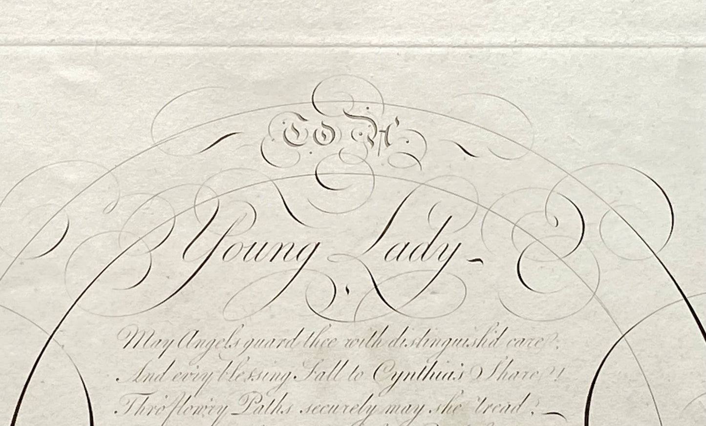 To A Young Lady. Calligraphy by Thomas Tomkins. From The Beauties of Writing. Published in 1808. Size: 28 x 43.7 cms
