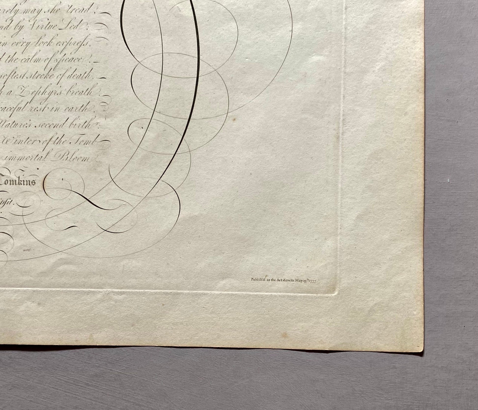 To A Young Lady. Calligraphy by Thomas Tomkins. From The Beauties of Writing. Published in 1808. Size: 28 x 43.7 cms