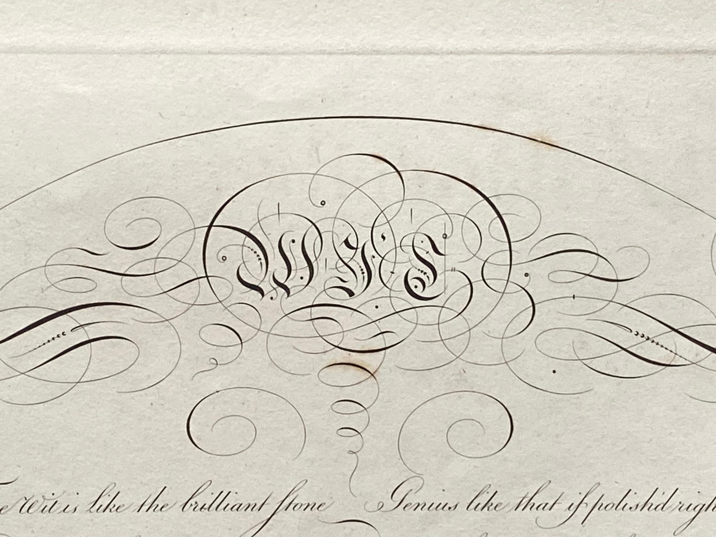 Wit. Calligraphy by Thomas Tomkins. From The Beauties of Writing. Published in 1808. Size: 28 x 43.7 cms