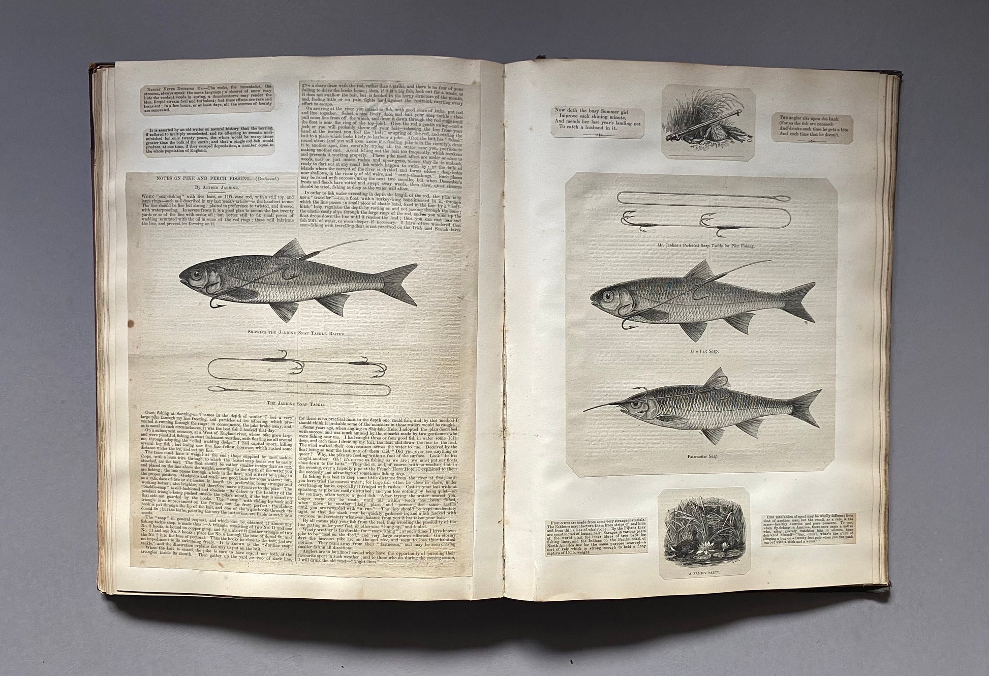 Piscatorial Scraps. An Original Antique Victorian Scrapbook About Fishing. 133 pages. Size: 27 x 37 cms.