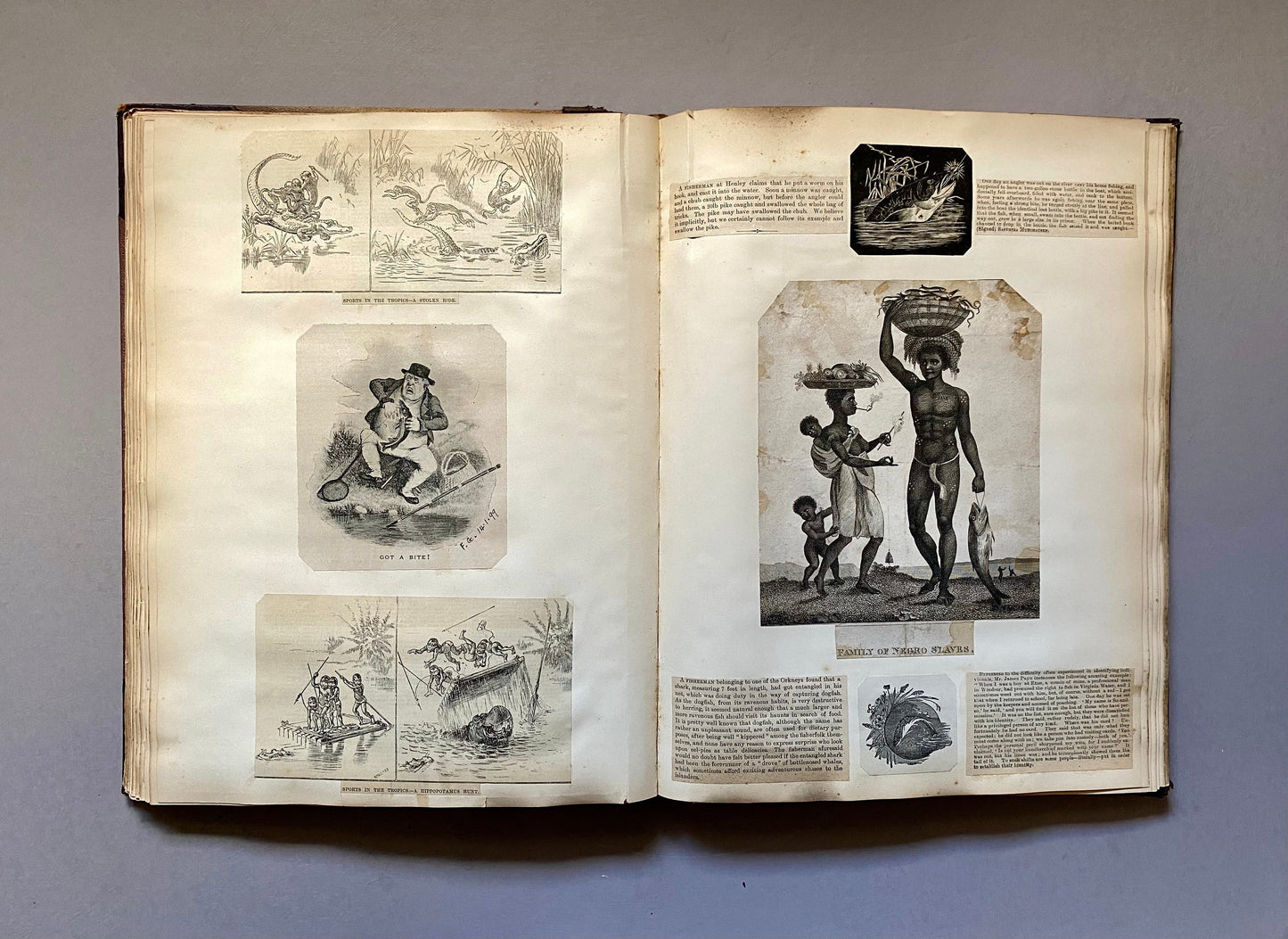 Piscatorial Scraps. An Original Antique Victorian Scrapbook About Fishing. 133 pages. Size: 27 x 37 cms.