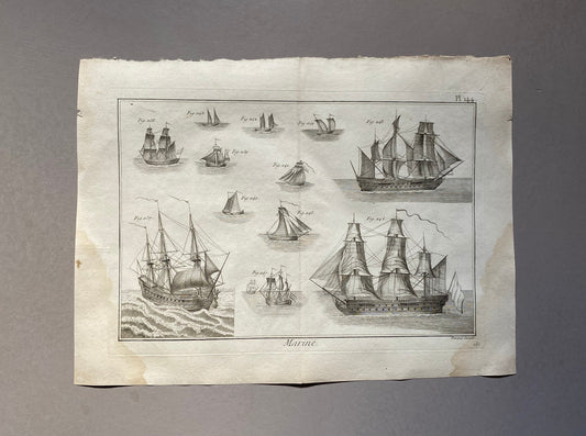 Marine. Ships and Sailing. A Quantity of 102 Black and White Engravings By Bernard Direxet. French. 1780-1830. Largest image: 32 x 59 cms.