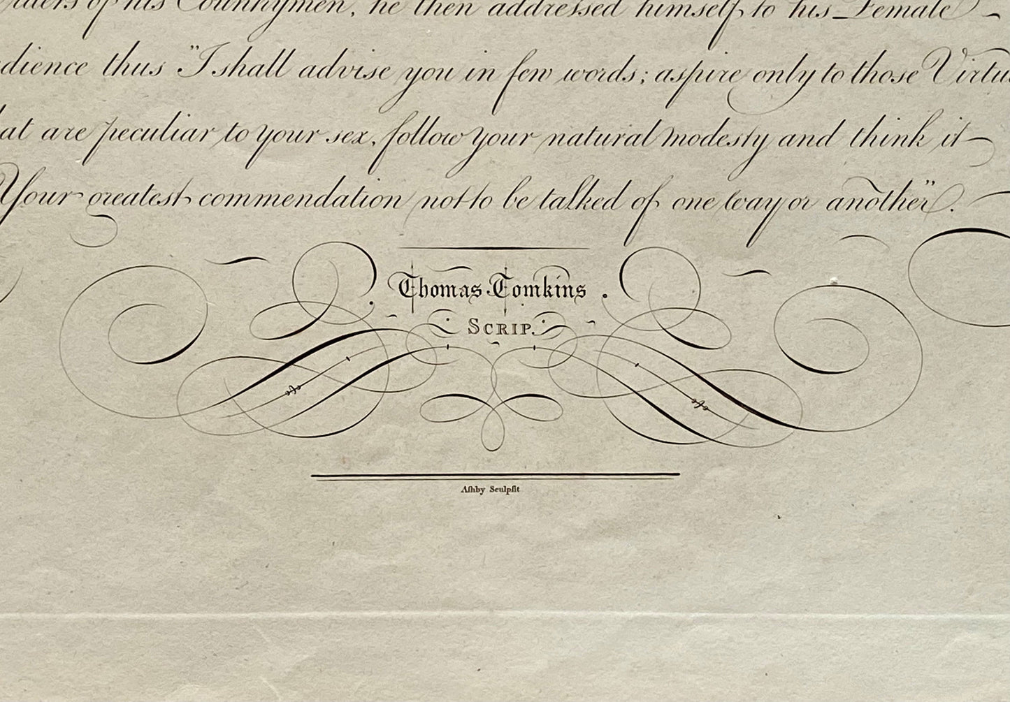 Pericles the Athenian. Calligraphy by Thomas Tomkins. From The Beauties of Writing. Published in 1808. Size: 28 x 43.7 cms