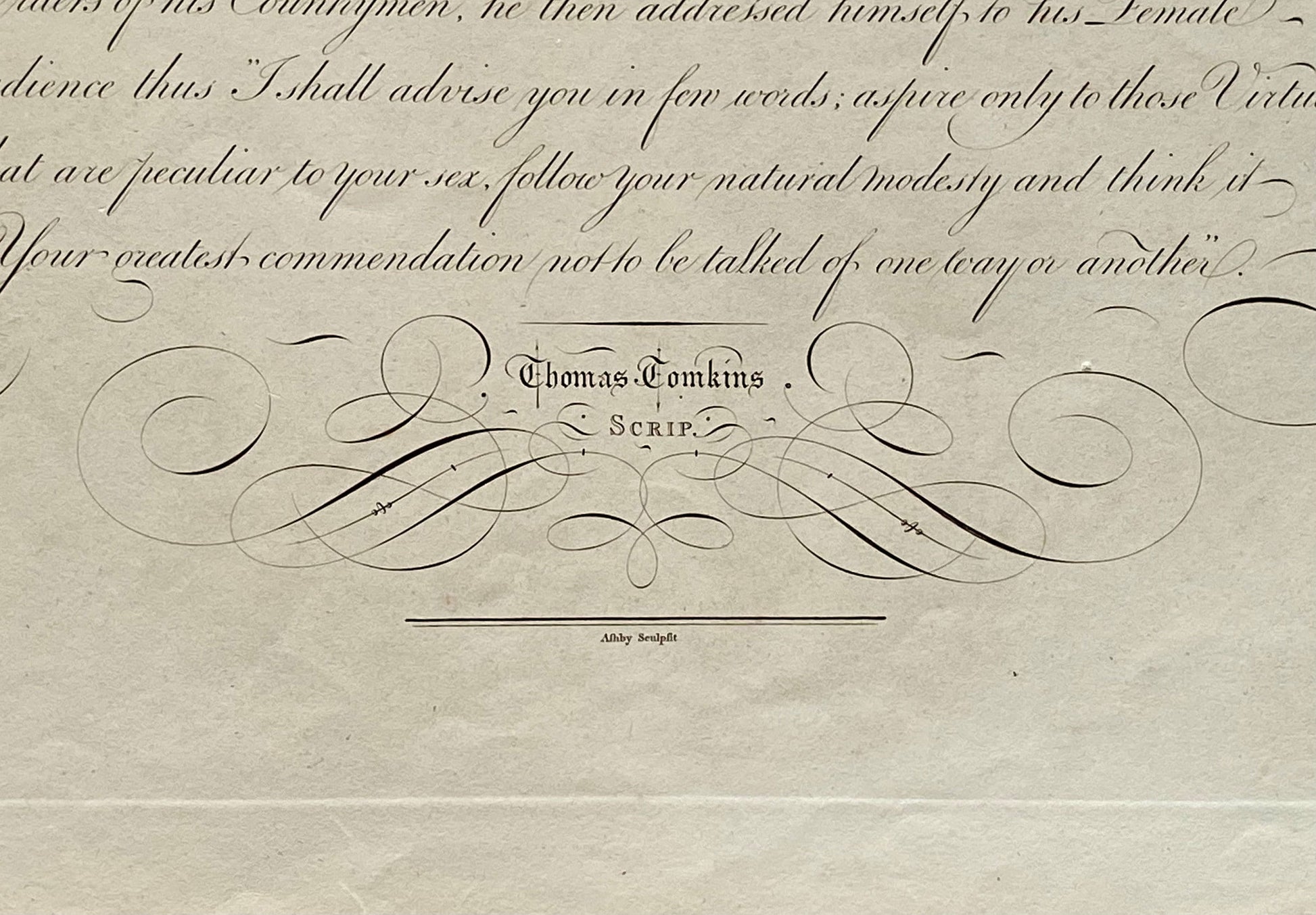 Pericles the Athenian. Calligraphy by Thomas Tomkins. From The Beauties of Writing. Published in 1808. Size: 28 x 43.7 cms