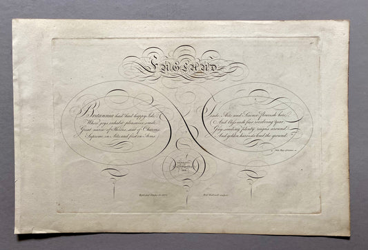 England. Calligraphy by Thomas Tomkins. From The Beauties of Writing. Published in 1808. Size: 28 x 43.7 cms