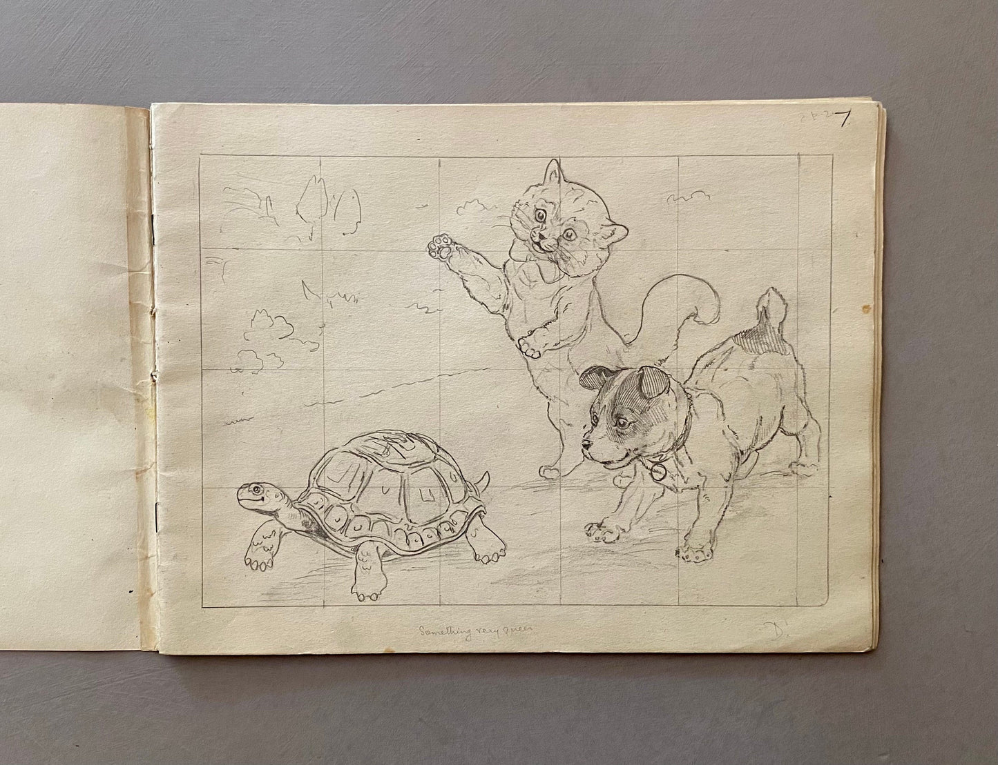 Original Artwork For An Illustrated Book. 22 Black & White Pencil Drawings and 2 Watercolour Pictures. 1950’s. Size: 30.5 x 23.3 cms.