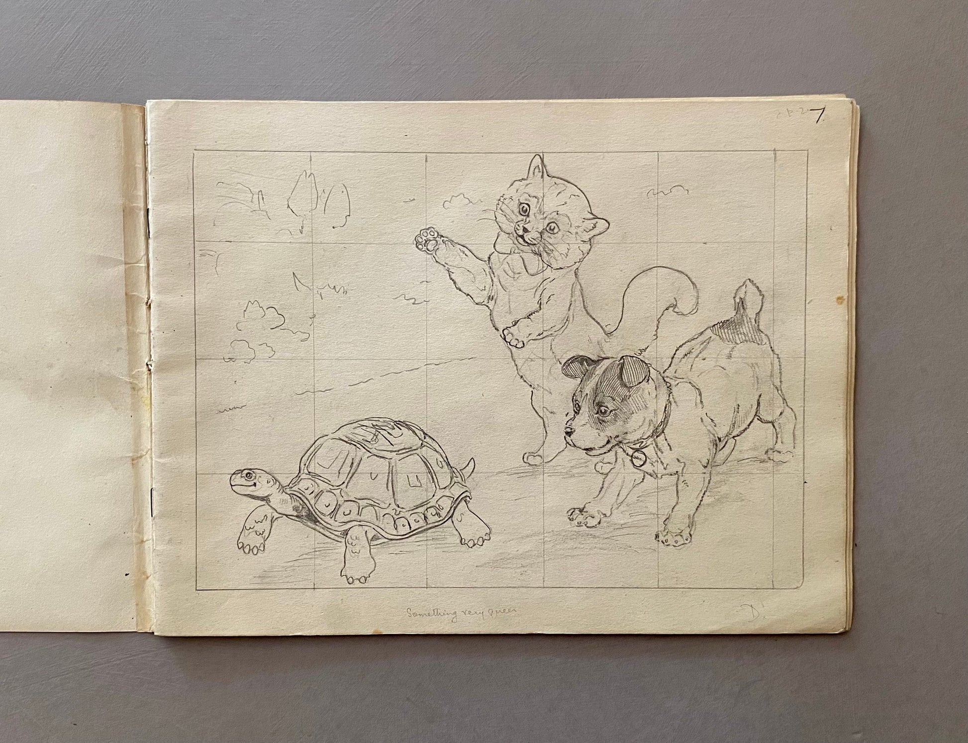 Original Artwork For An Illustrated Book. 22 Black & White Pencil Drawings and 2 Watercolour Pictures. 1950’s. Size: 30.5 x 23.3 cms.