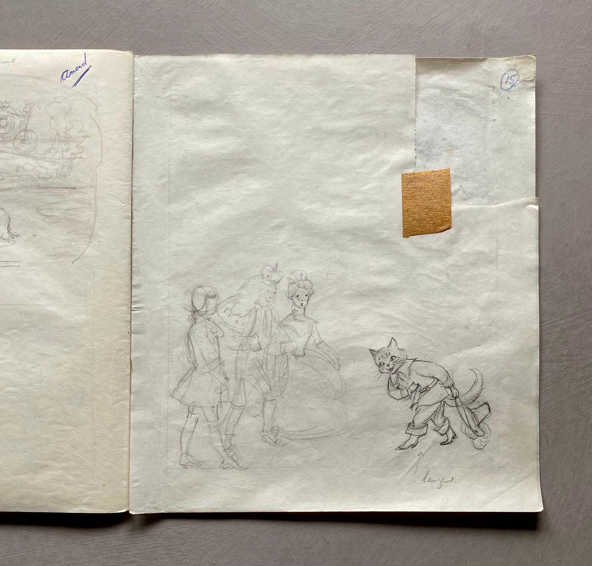 Original Artwork For A Book of Fairy Tales. 16 Pages of Black & White Drawings. 1950s. Size: 22 x 24 cms.