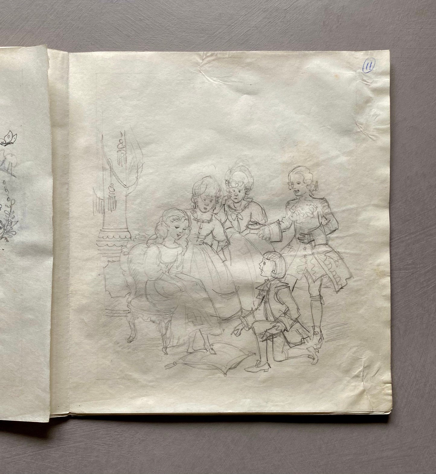 Original Artwork For A Book of Fairy Tales. 16 Pages of Black & White Drawings. 1950s. Size: 22 x 24 cms.