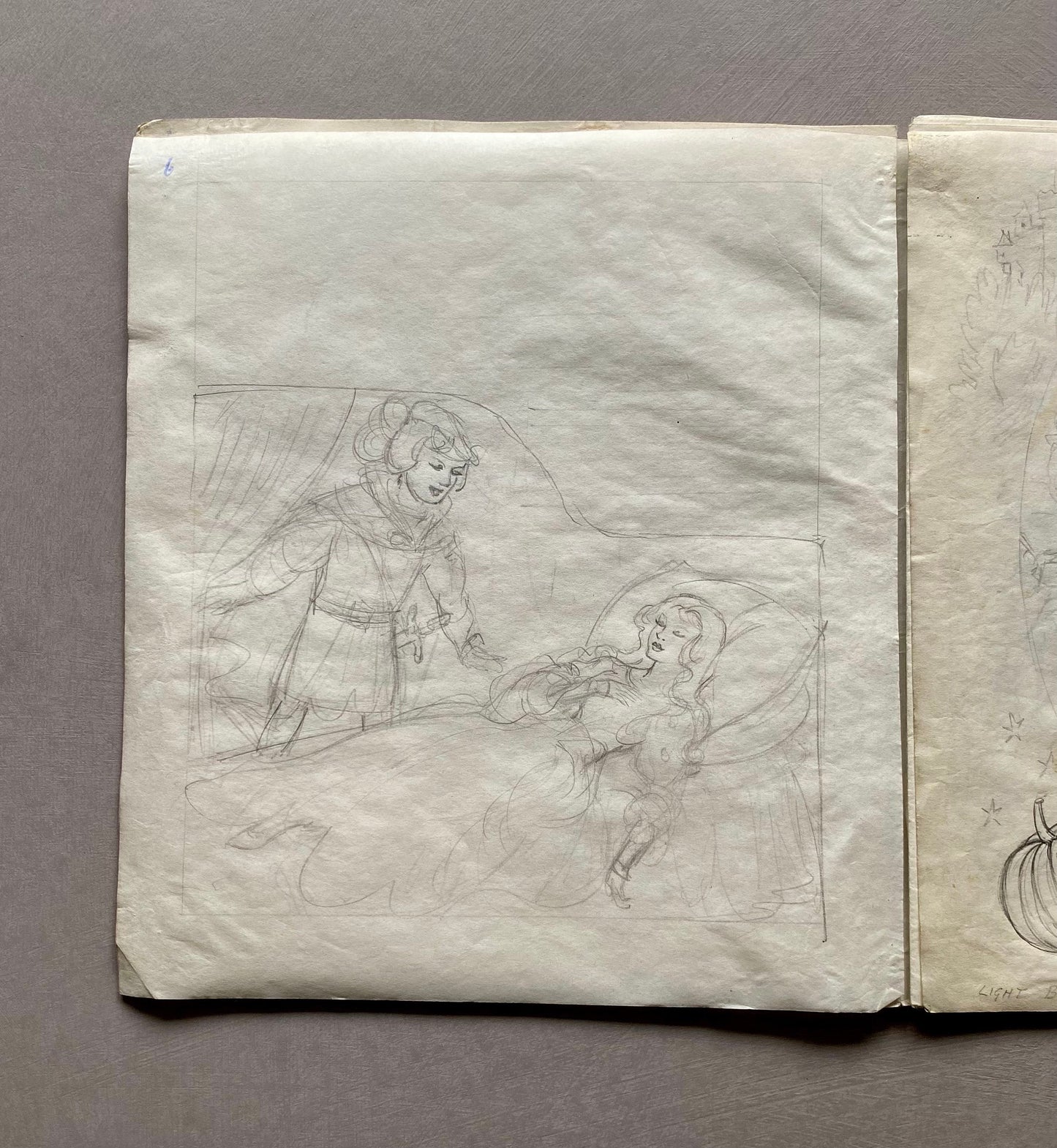 Original Artwork For A Book of Fairy Tales. 16 Pages of Black & White Drawings. 1950s. Size: 22 x 24 cms.