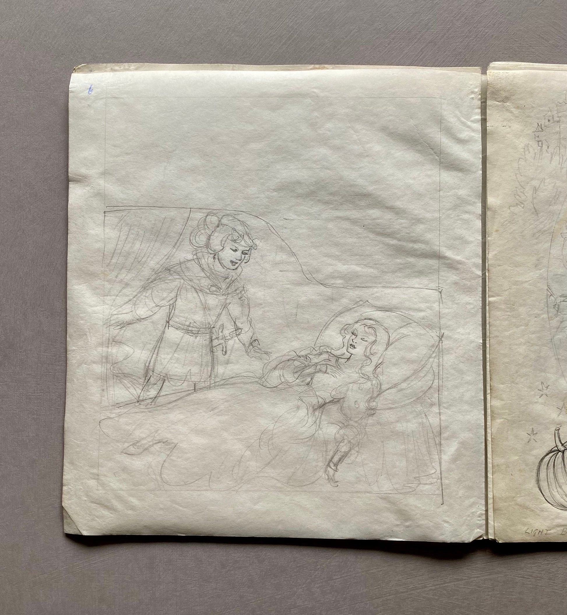Original Artwork For A Book of Fairy Tales. 16 Pages of Black & White Drawings. 1950s. Size: 22 x 24 cms.