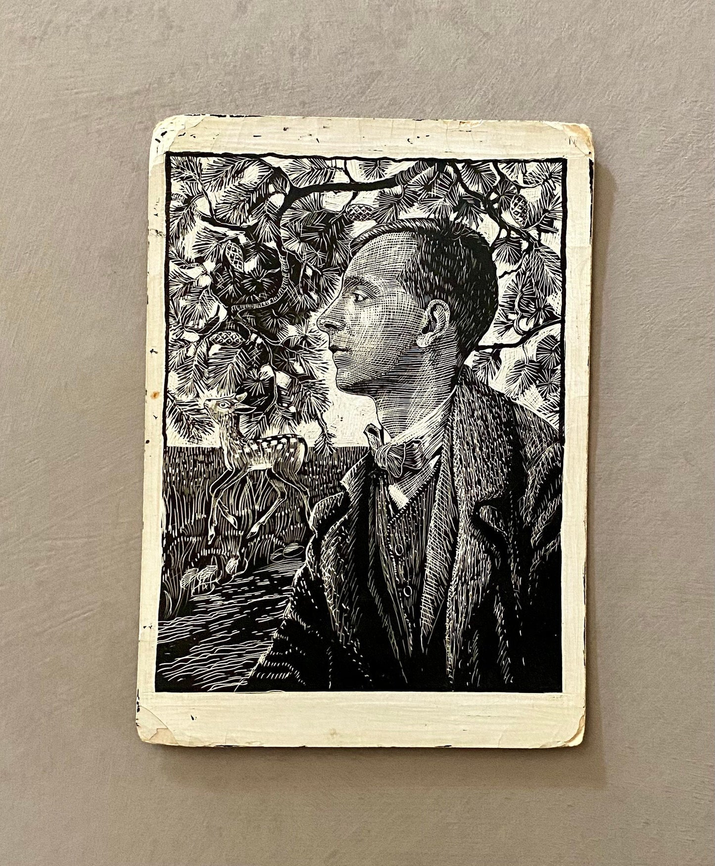 A Collection of 8 Original Sgraffito Artworks Featuring Poets: Browning, Pope, Blake, Scott, De La Mare, Blake etc. 12.5 x 17 cms.