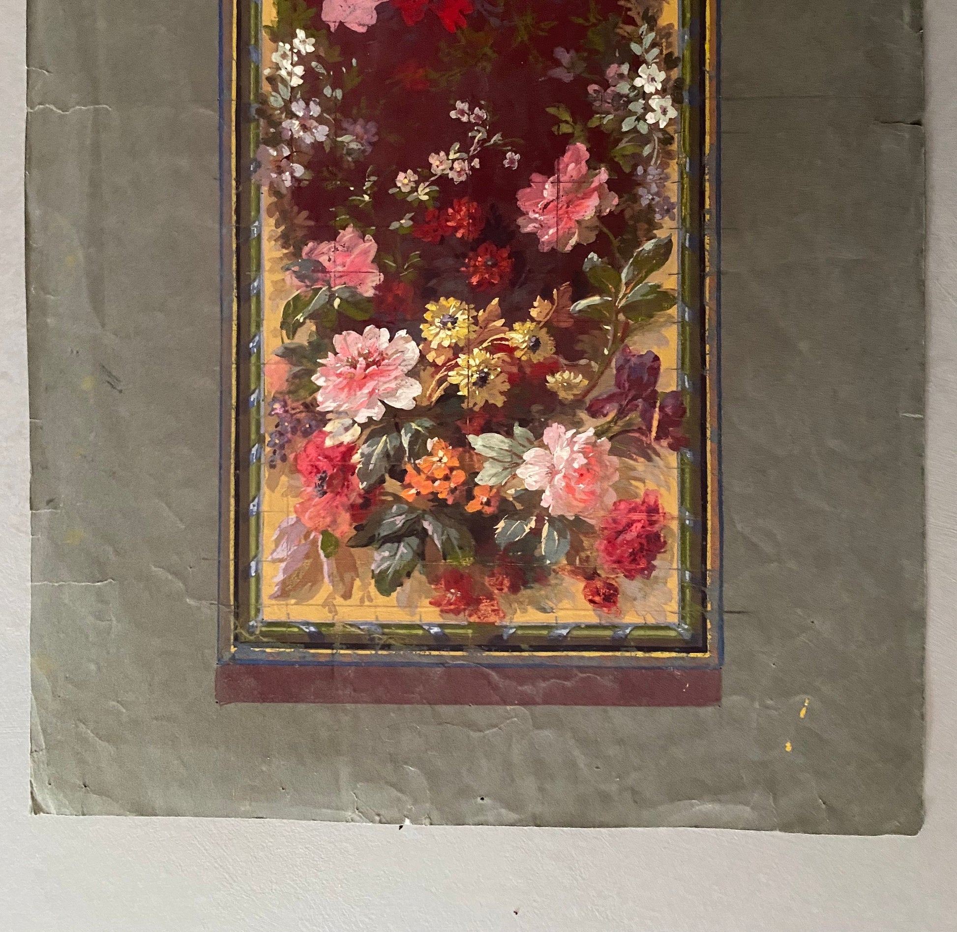 An Original handpainted Design For A Carpet. Plaissier Brother, Nimes, France. Late 1800s. Size: 49 cms x 30.5 cms.