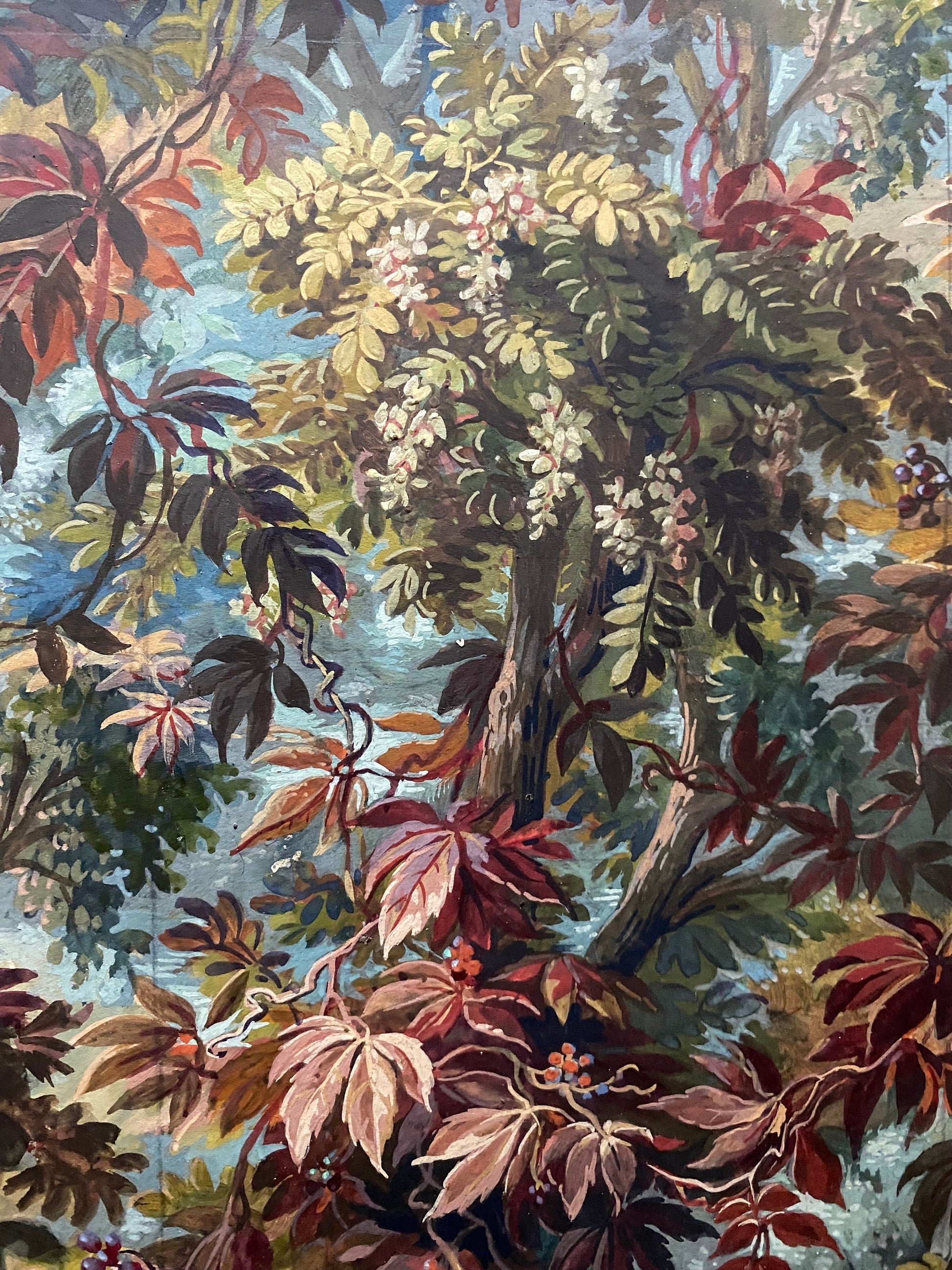 An Original Hand Painted Watercolour Design For A Carpet. By Plaissier Brother, Nimes, France. Late 1800s. Size: 38.2 x 26.3 cms.