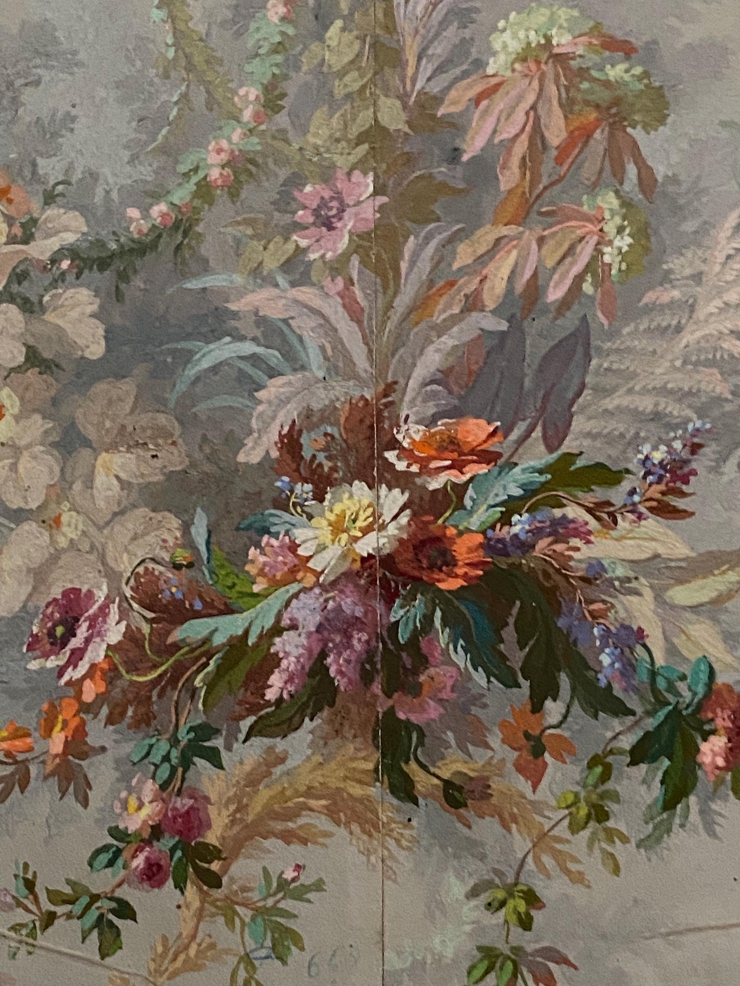 An Original Antique, Hand Painted, Watercolour Design For A Carpet. J Arnaud Gaidan, Paris, France. Late 1800s. Size: 29.5 x 19.5 cms.