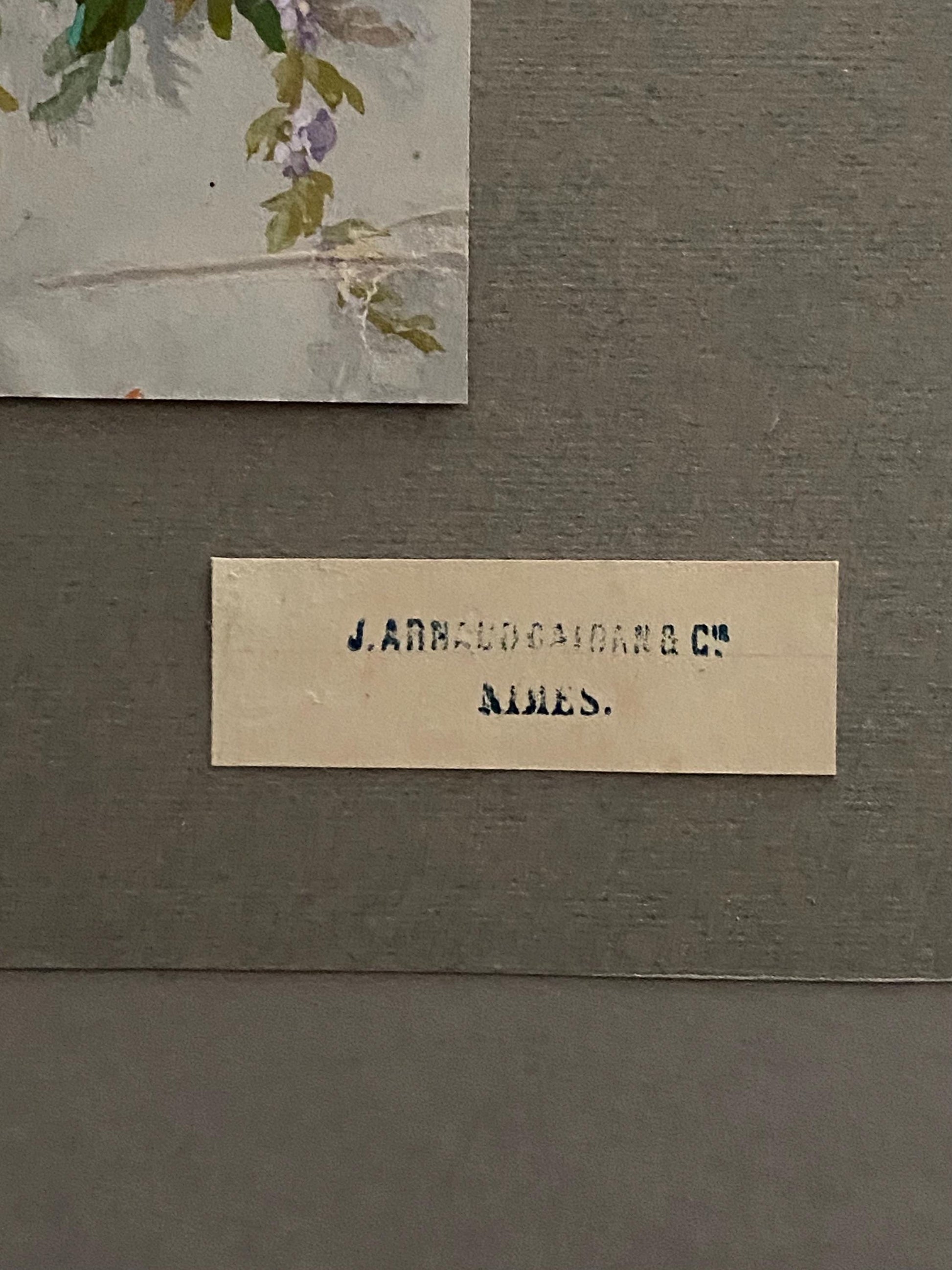 An Original Antique, Hand Painted, Watercolour Design For A Carpet. J Arnaud Gaidan, Paris, France. Late 1800s. Size: 29.5 x 19.5 cms.