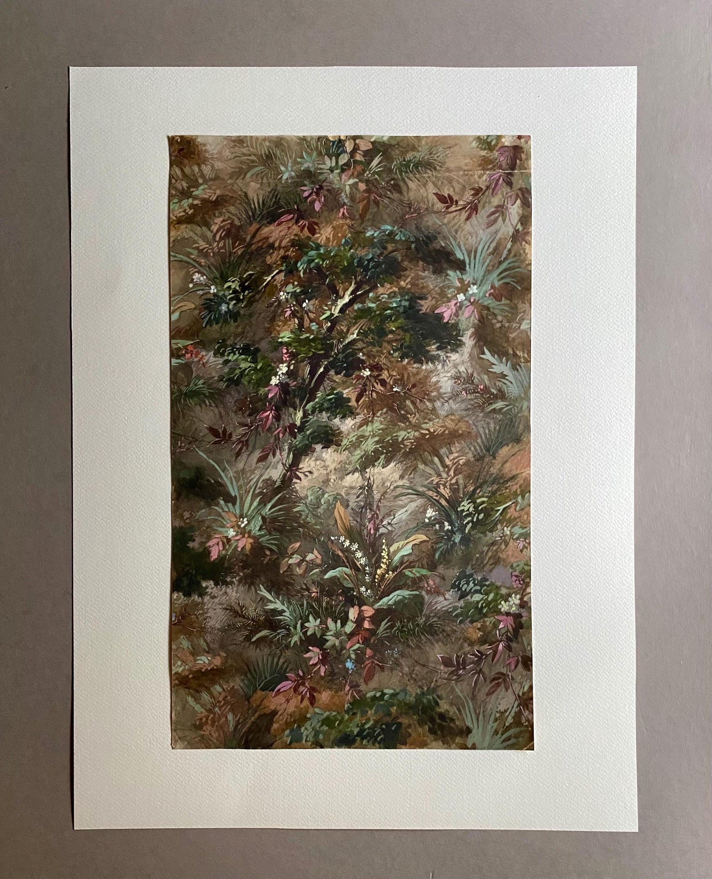 An Original, Antique, Hand Painted, Watercolour Design For A Carpet. Plaissier Brother, Nimes, France. Late 1800s. Size: 46 x 27 cms.