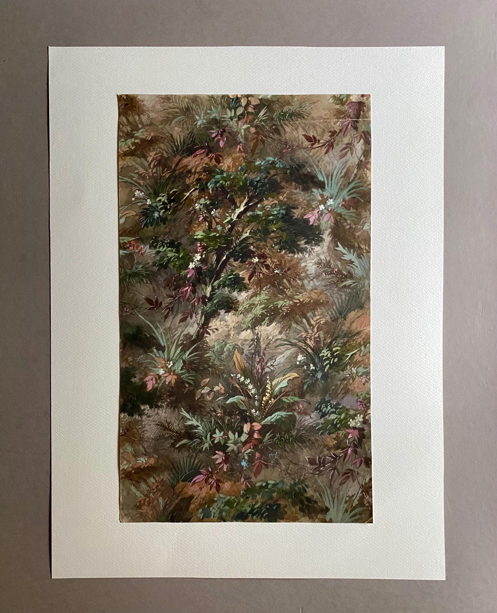 An Original, Antique, Hand Painted, Watercolour Design For A Carpet. Plaissier Brother, Nimes, France. Late 1800s. Size: 46 x 27 cms.