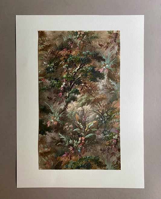An Original, Antique, Hand Painted, Watercolour Design For A Carpet. Plaissier Brother, Nimes, France. Late 1800s. Size: 46 x 27 cms.