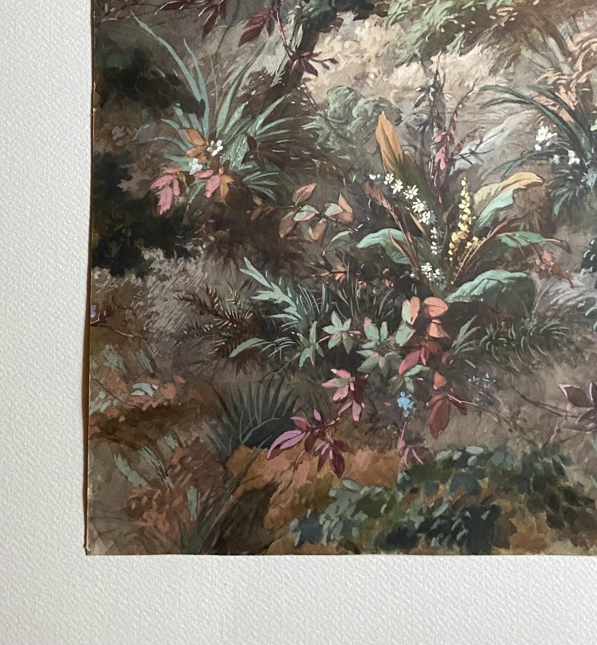 An Original, Antique, Hand Painted, Watercolour Design For A Carpet. Plaissier Brother, Nimes, France. Late 1800s. Size: 46 x 27 cms.