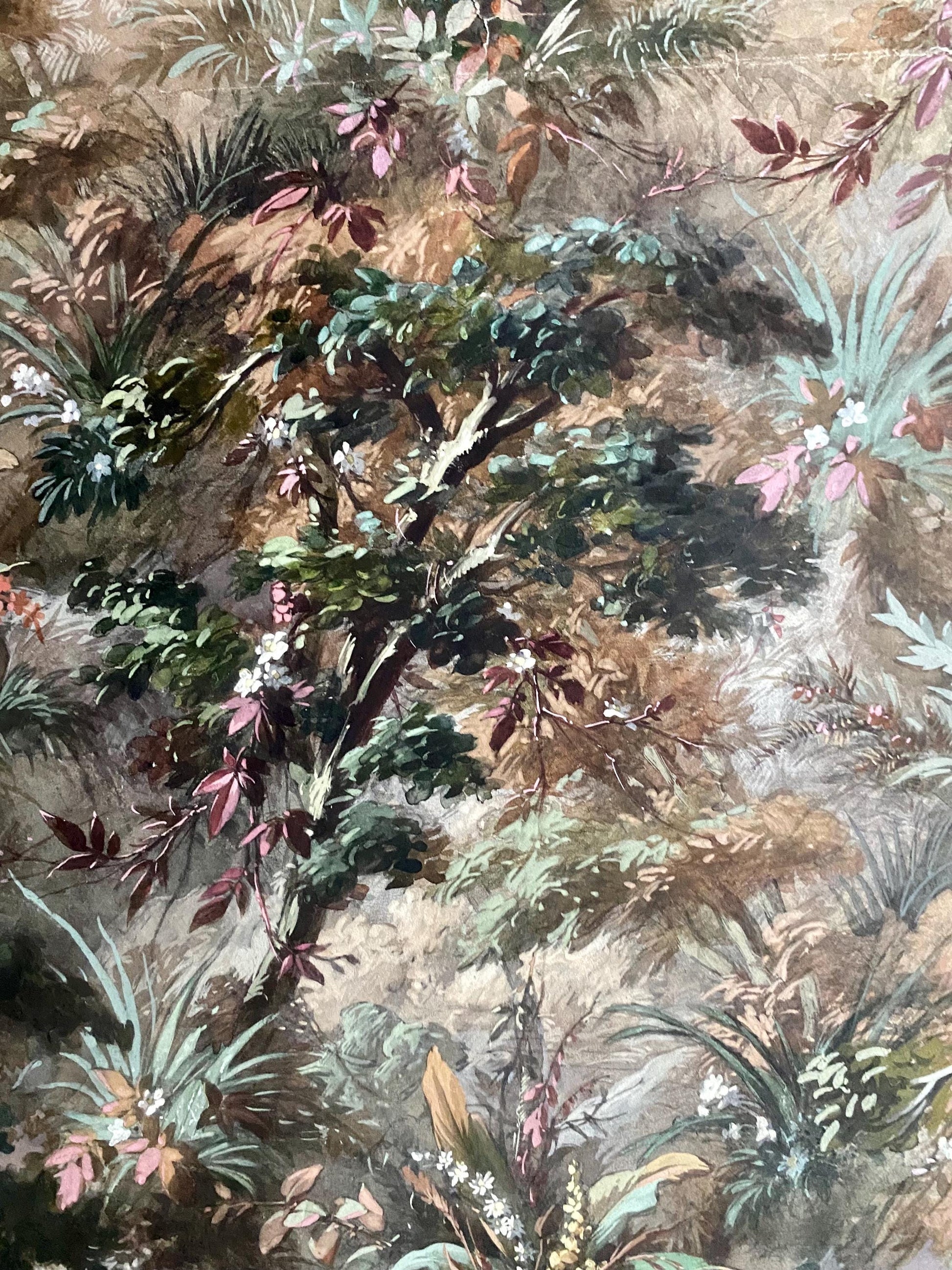 An Original, Antique, Hand Painted, Watercolour Design For A Carpet. Plaissier Brother, Nimes, France. Late 1800s. Size: 46 x 27 cms.