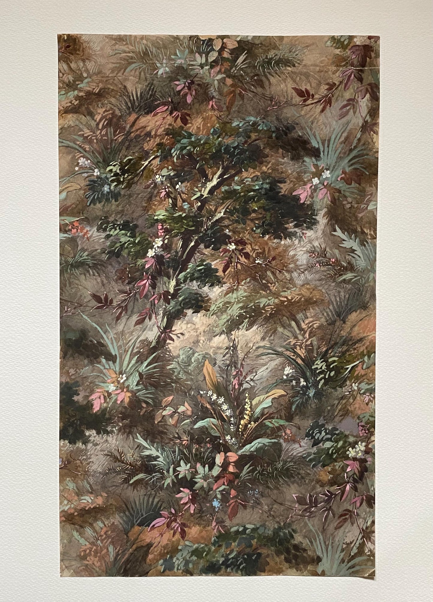 An Original, Antique, Hand Painted, Watercolour Design For A Carpet. Plaissier Brother, Nimes, France. Late 1800s. Size: 46 x 27 cms.