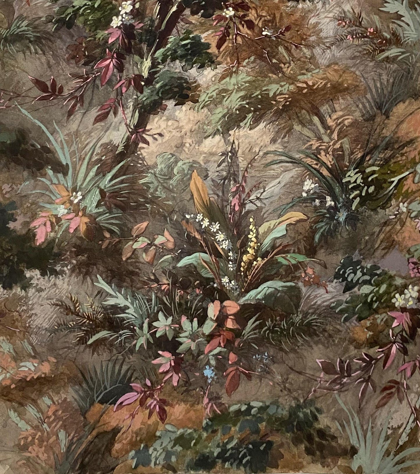 An Original, Antique, Hand Painted, Watercolour Design For A Carpet. Plaissier Brother, Nimes, France. Late 1800s. Size: 46 x 27 cms.