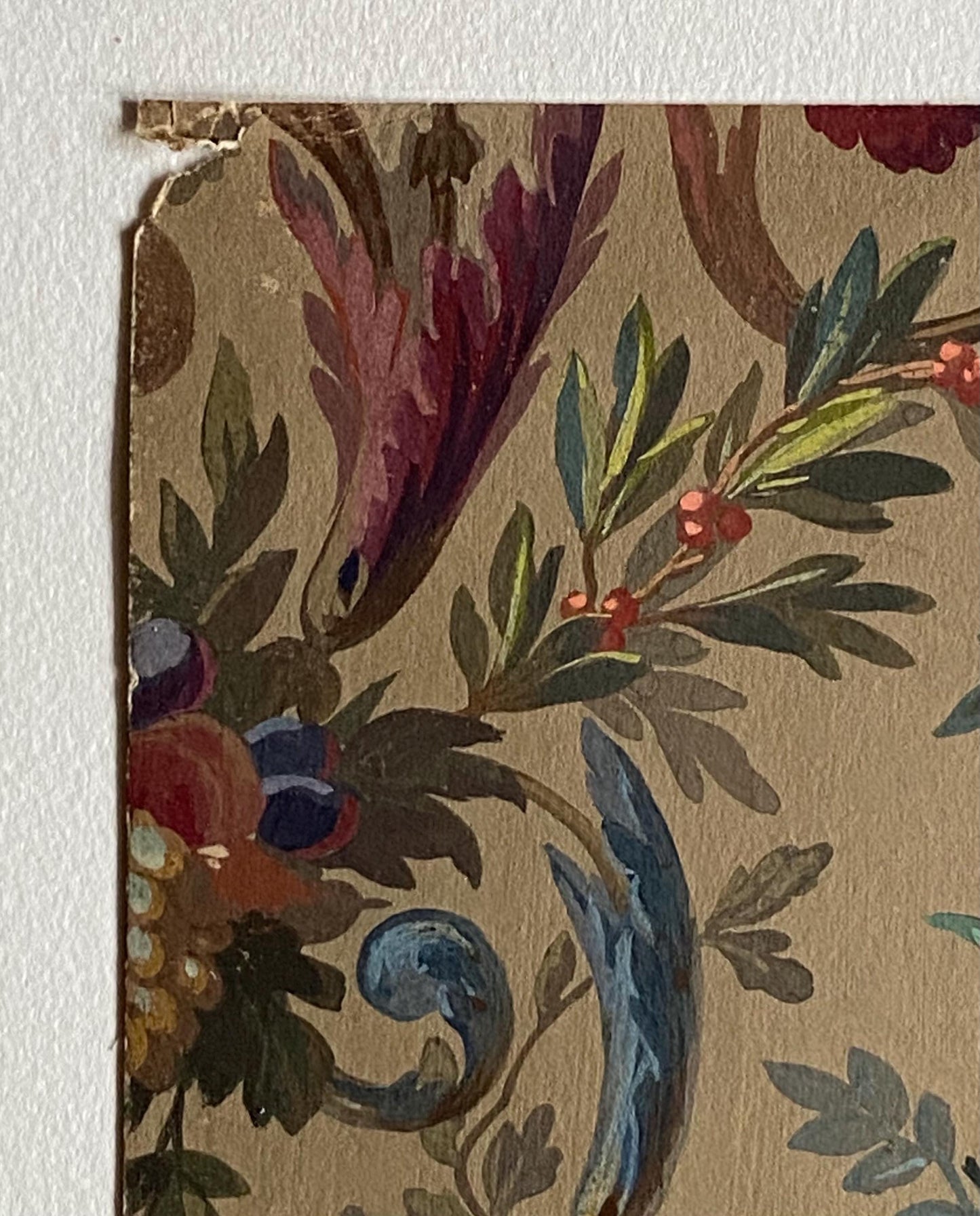 An Original Antique, Hand Painted, Watercolour Design For A Carpet. J Arnaud Gaidan, Paris, France. Late 1800s. Size: 34.5 x 25 cms.