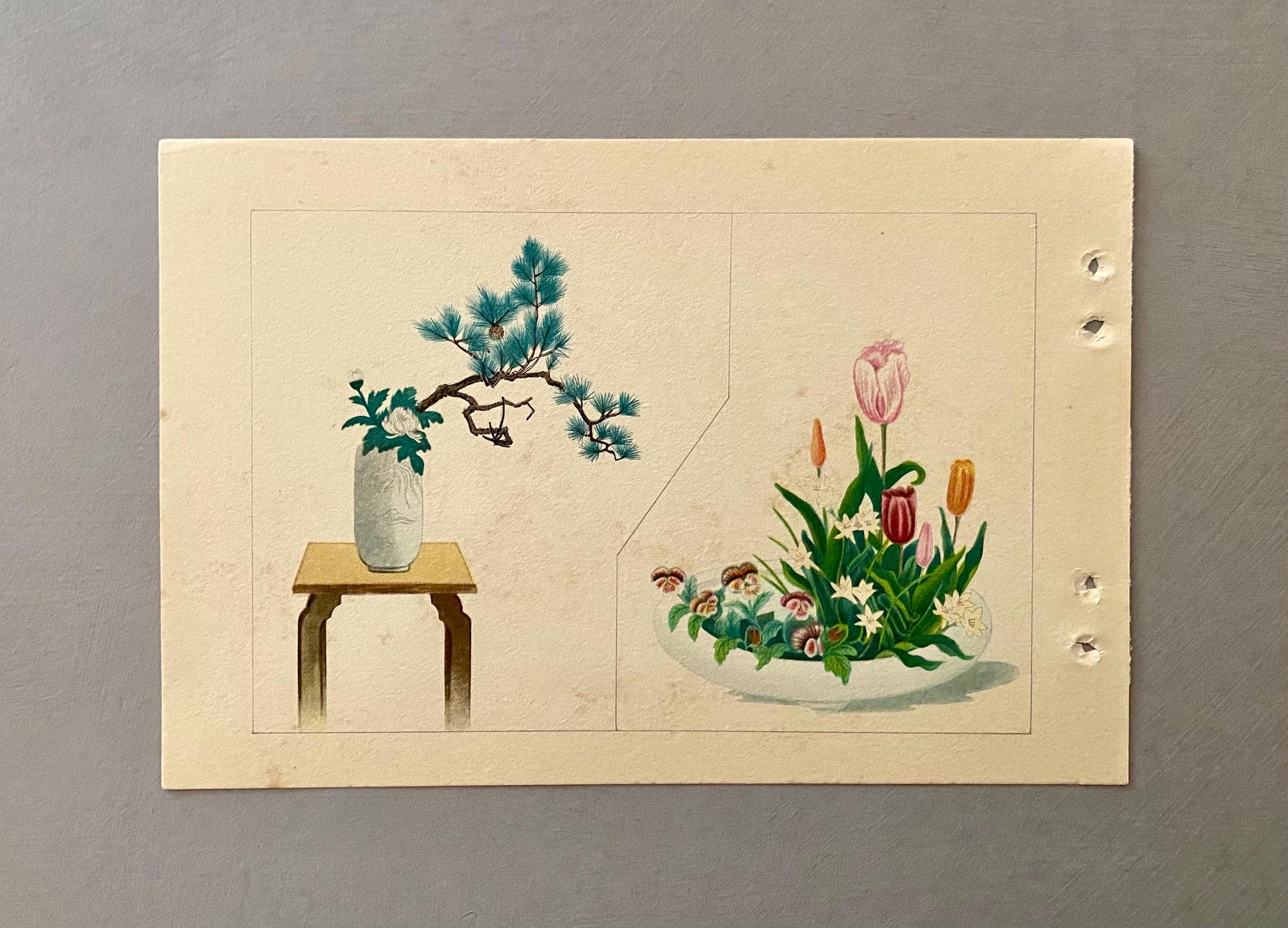 A Book Containing 60 Very Delicate Vintage Japanese Prints. Size: 21 x 15 cms.