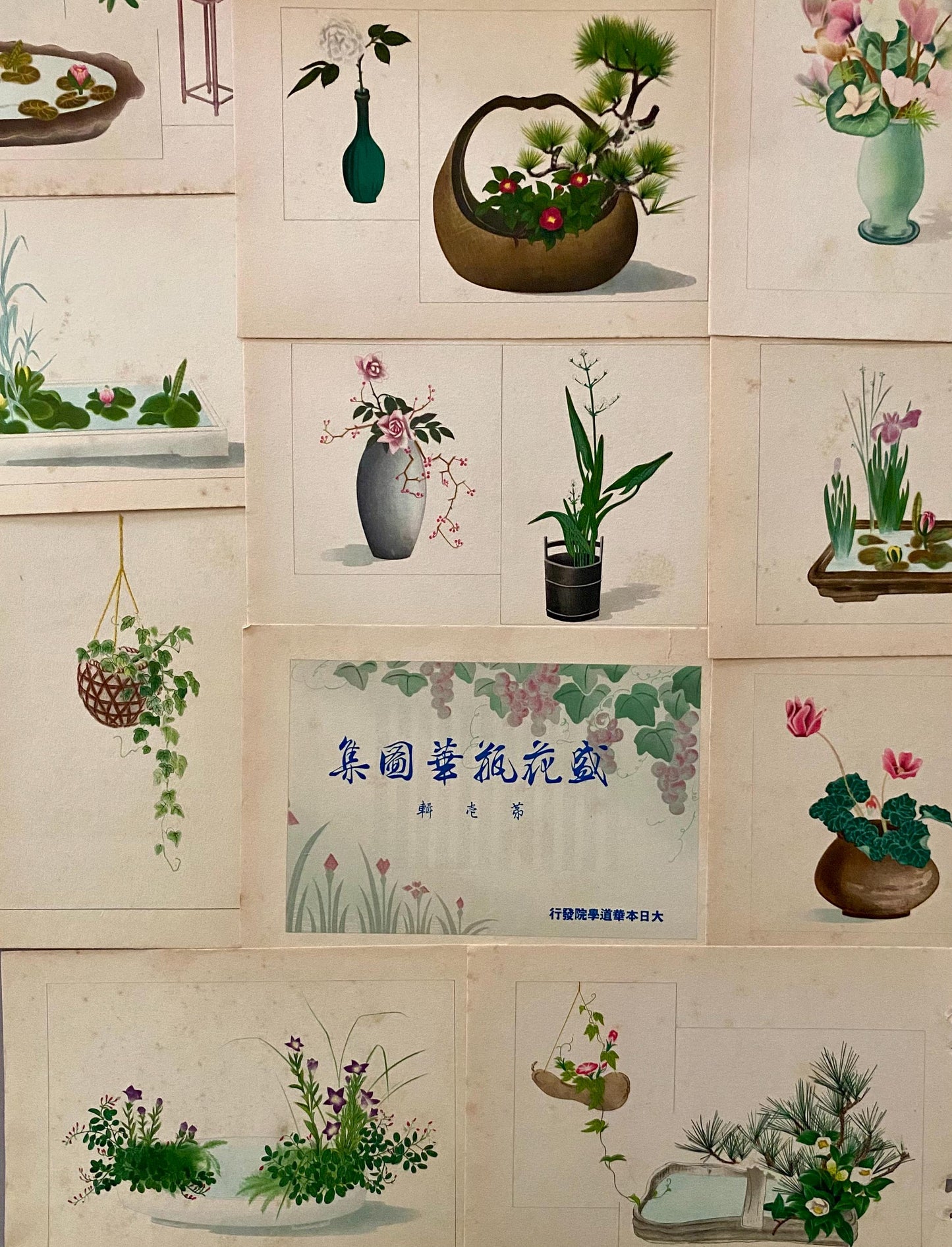 A Book Containing 60 Very Delicate Vintage Japanese Prints. Size: 21 x 15 cms.