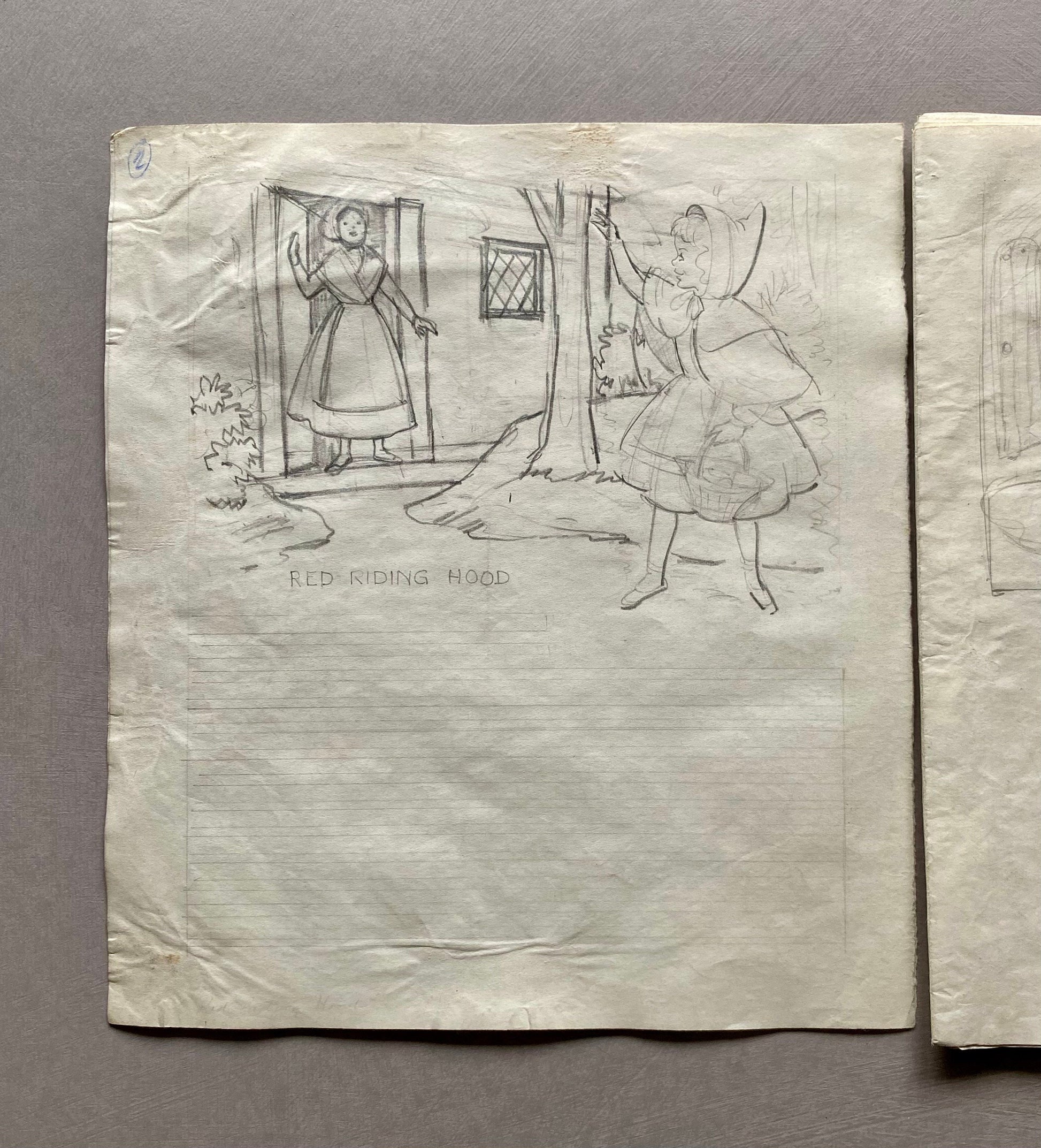 Original Artwork For A Book of Fairy Tales. 16 Pages of Black & White Drawings. 1950s. Size: 22 x 24 cms.