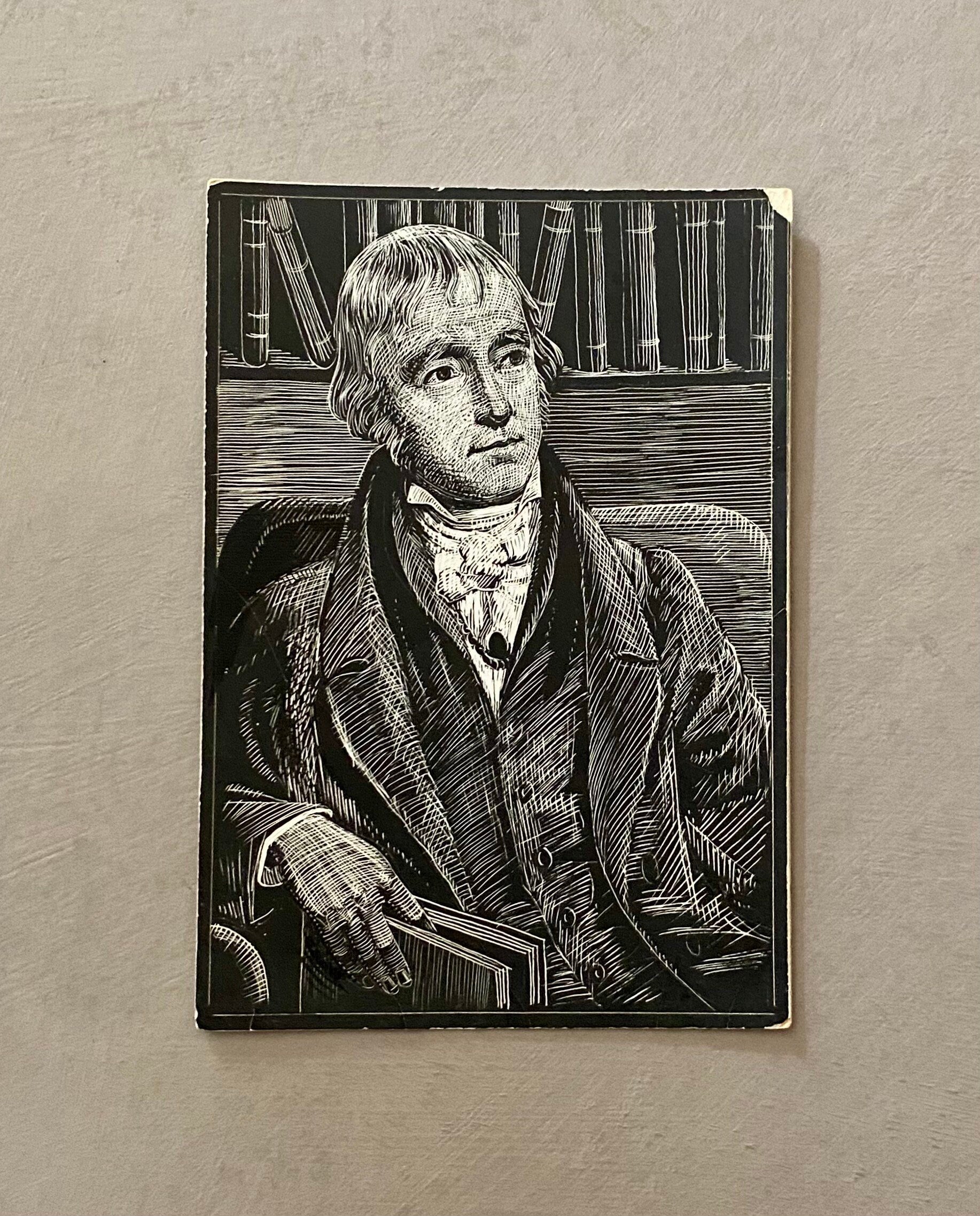 A Collection of 8 Original Sgraffito Artworks Featuring Poets: Browning, Pope, Blake, Scott, De La Mare, Blake etc. 12.5 x 17 cms.