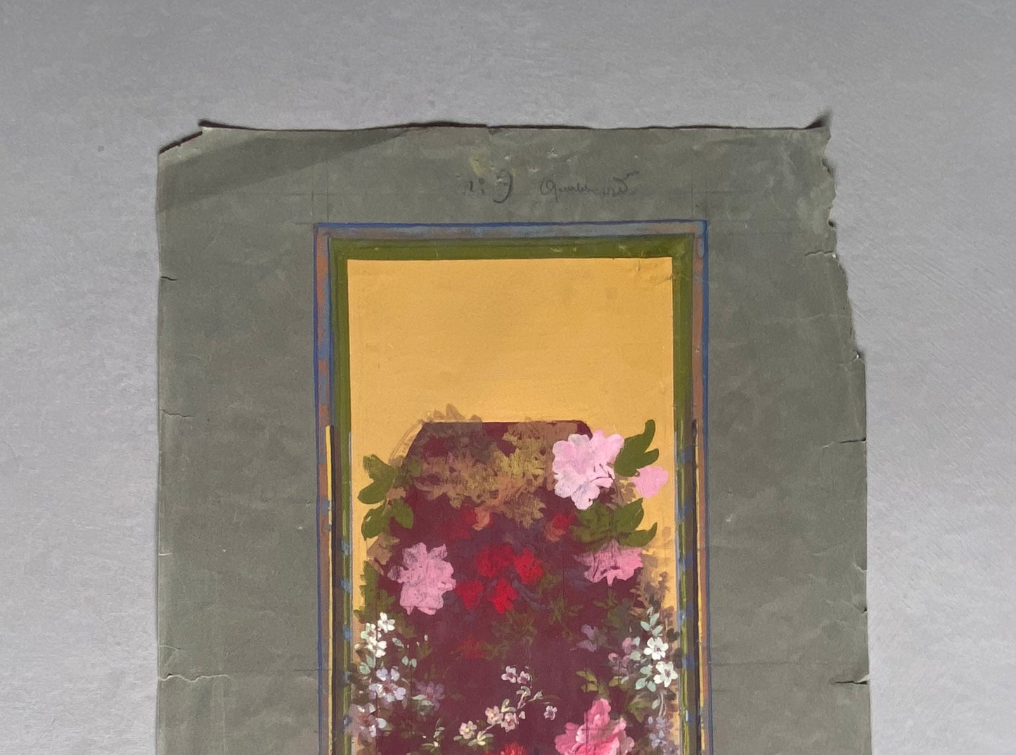 An Original handpainted Design For A Carpet. Plaissier Brother, Nimes, France. Late 1800s. Size: 49 cms x 30.5 cms.