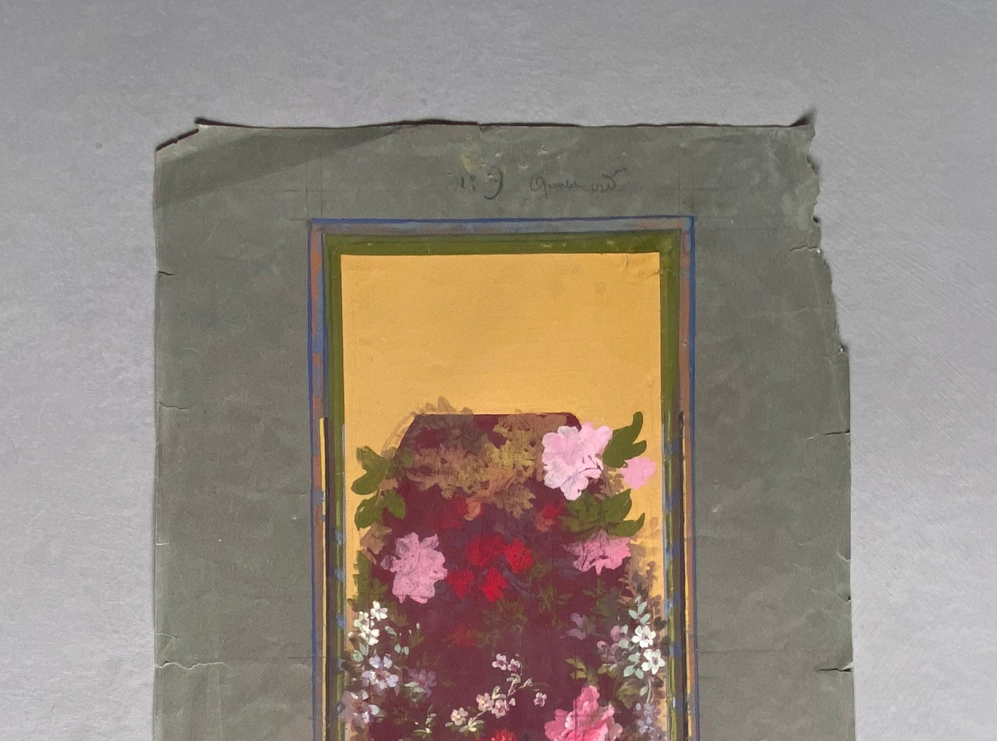 An Original handpainted Design For A Carpet. Plaissier Brother, Nimes, France. Late 1800s. Size: 49 cms x 30.5 cms.
