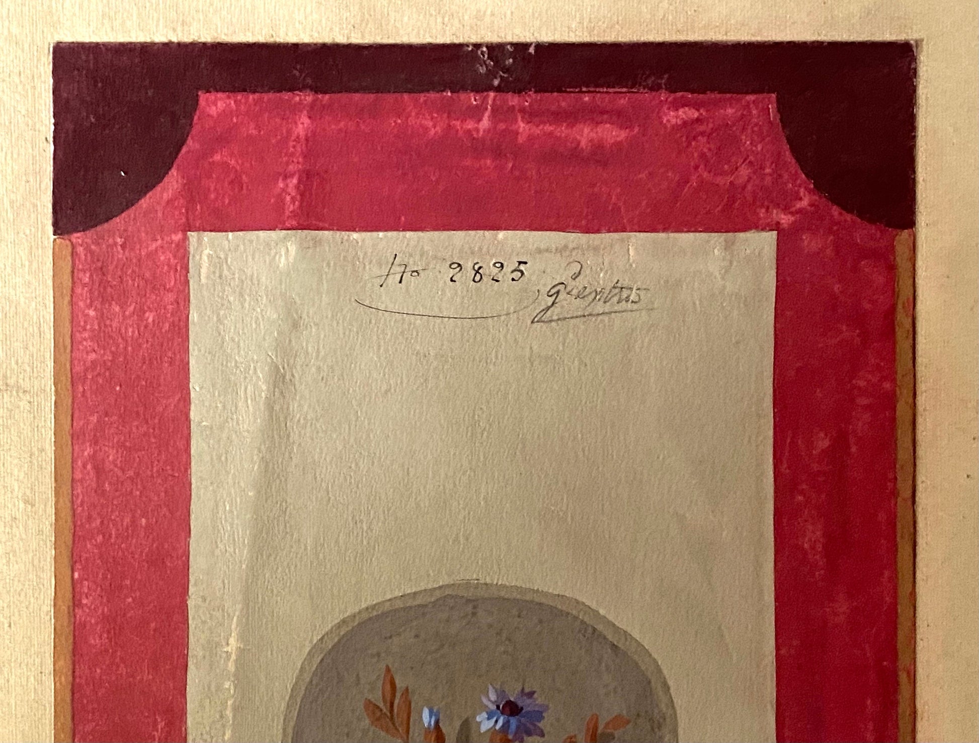 An Original Hand Painted Watercolour Design For A Carpet. Plaissier Brother, Nimes, France. Late 1800s. Size: 50 x 22.5 cms.