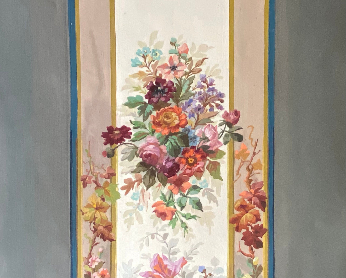 An Original Hand Painted Watercolour Design For A Carpet. Plaissier Brother, Nimes, France. Late 1800s. Size: 30 x 50.5 cms.
