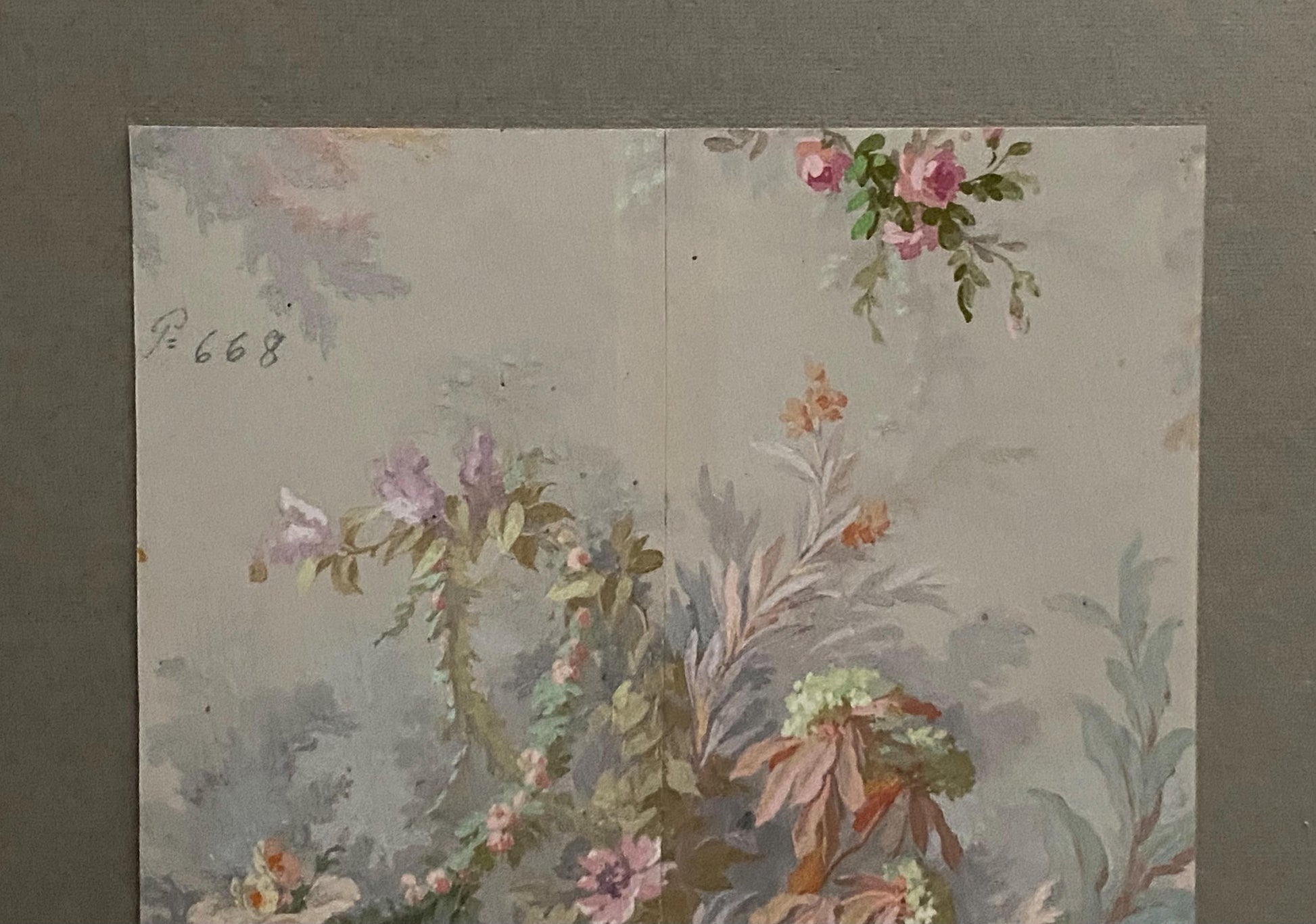 An Original Antique, Hand Painted, Watercolour Design For A Carpet. J Arnaud Gaidan, Paris, France. Late 1800s. Size: 29.5 x 19.5 cms.