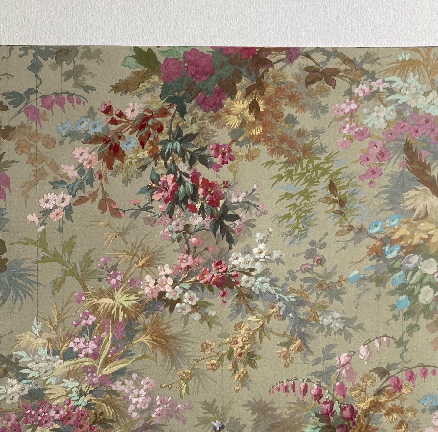 An Original Antique, Hand Painted, Watercolour Design For A Carpet. J. Arnaud Gaidan, Paris, France. Late 1800s. Size: 34.5 x 25 cms.