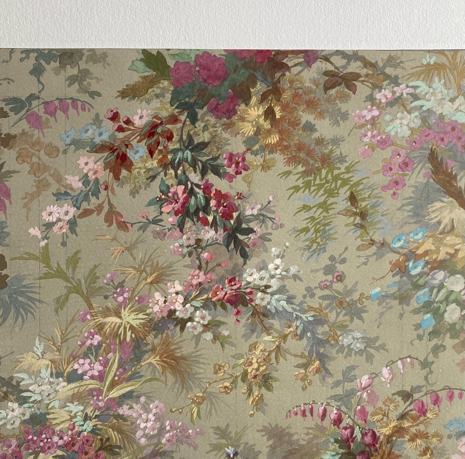 An Original Antique, Hand Painted, Watercolour Design For A Carpet. J. Arnaud Gaidan, Paris, France. Late 1800s. Size: 34.5 x 25 cms.
