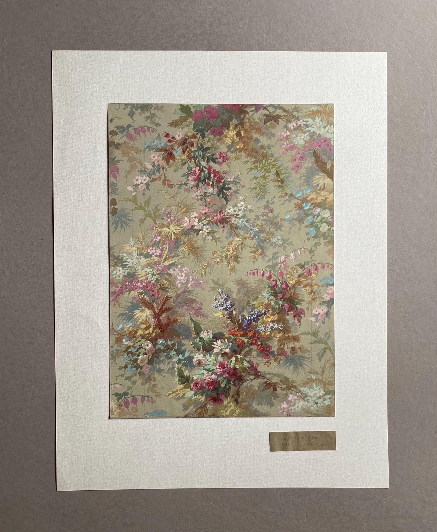 An Original Antique, Hand Painted, Watercolour Design For A Carpet. J. Arnaud Gaidan, Paris, France. Late 1800s. Size: 34.5 x 25 cms.