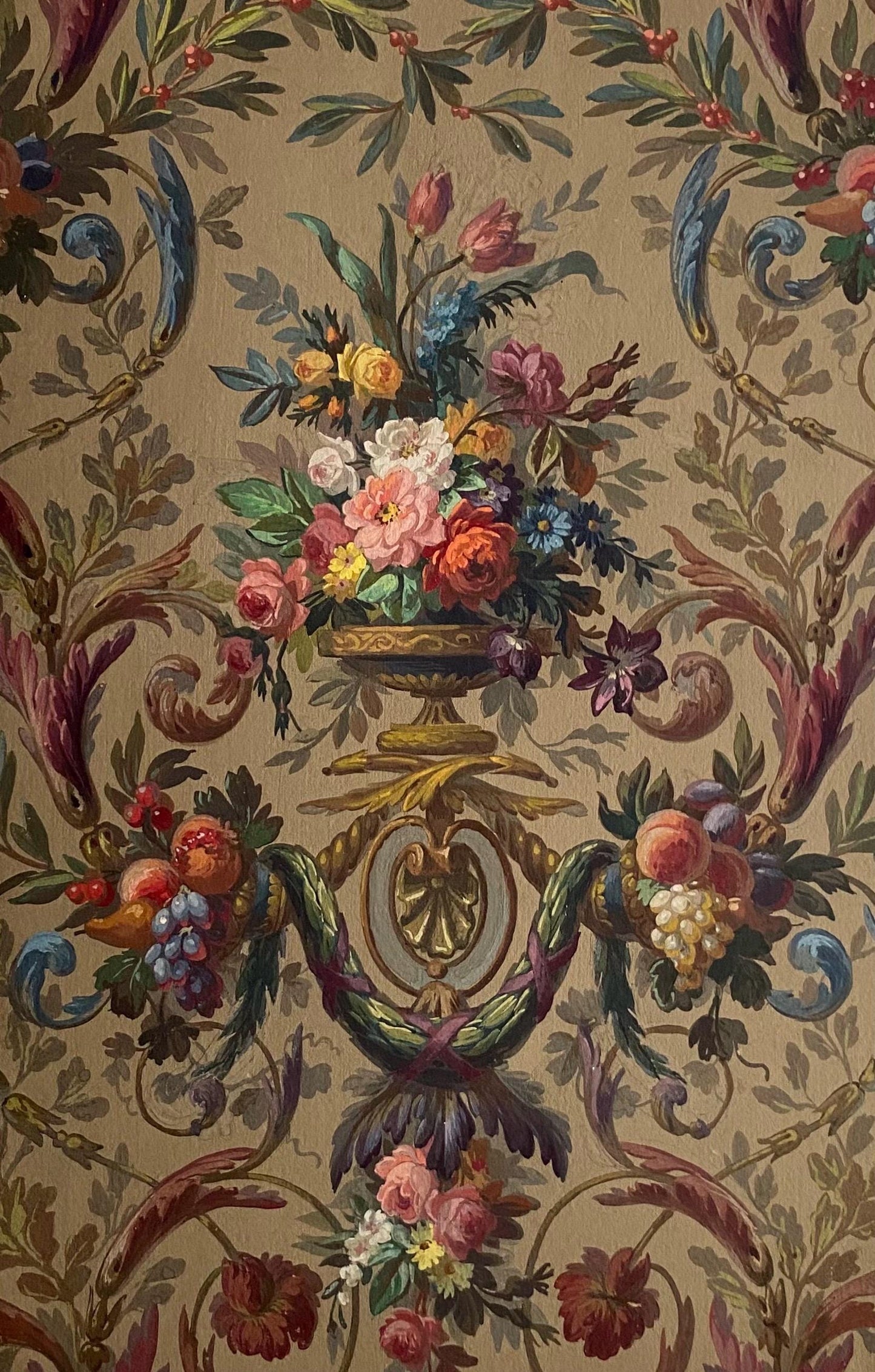 An Original Antique, Hand Painted, Watercolour Design For A Carpet. J Arnaud Gaidan, Paris, France. Late 1800s. Size: 34.5 x 25 cms.