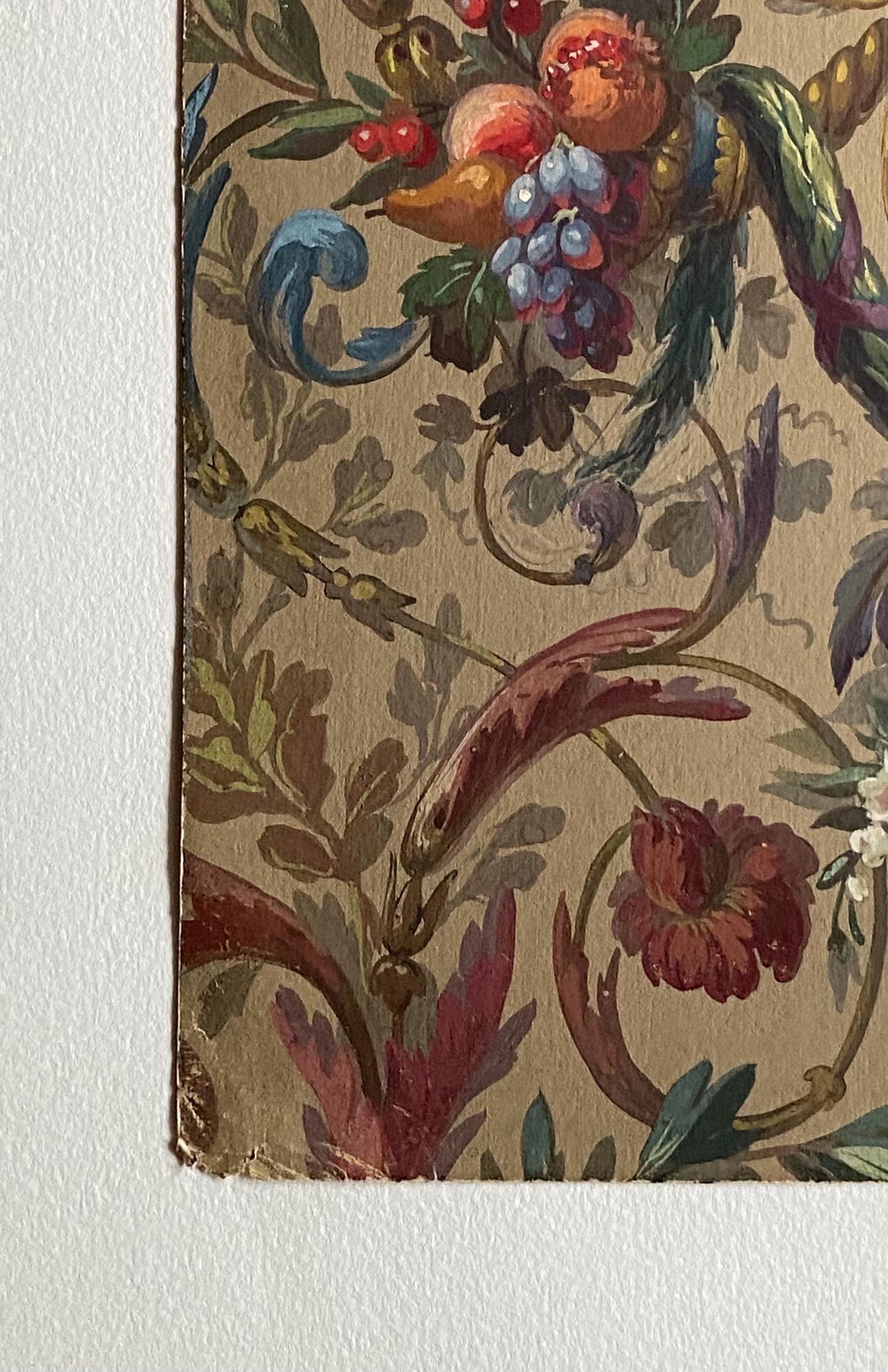 An Original Antique, Hand Painted, Watercolour Design For A Carpet. J Arnaud Gaidan, Paris, France. Late 1800s. Size: 34.5 x 25 cms.