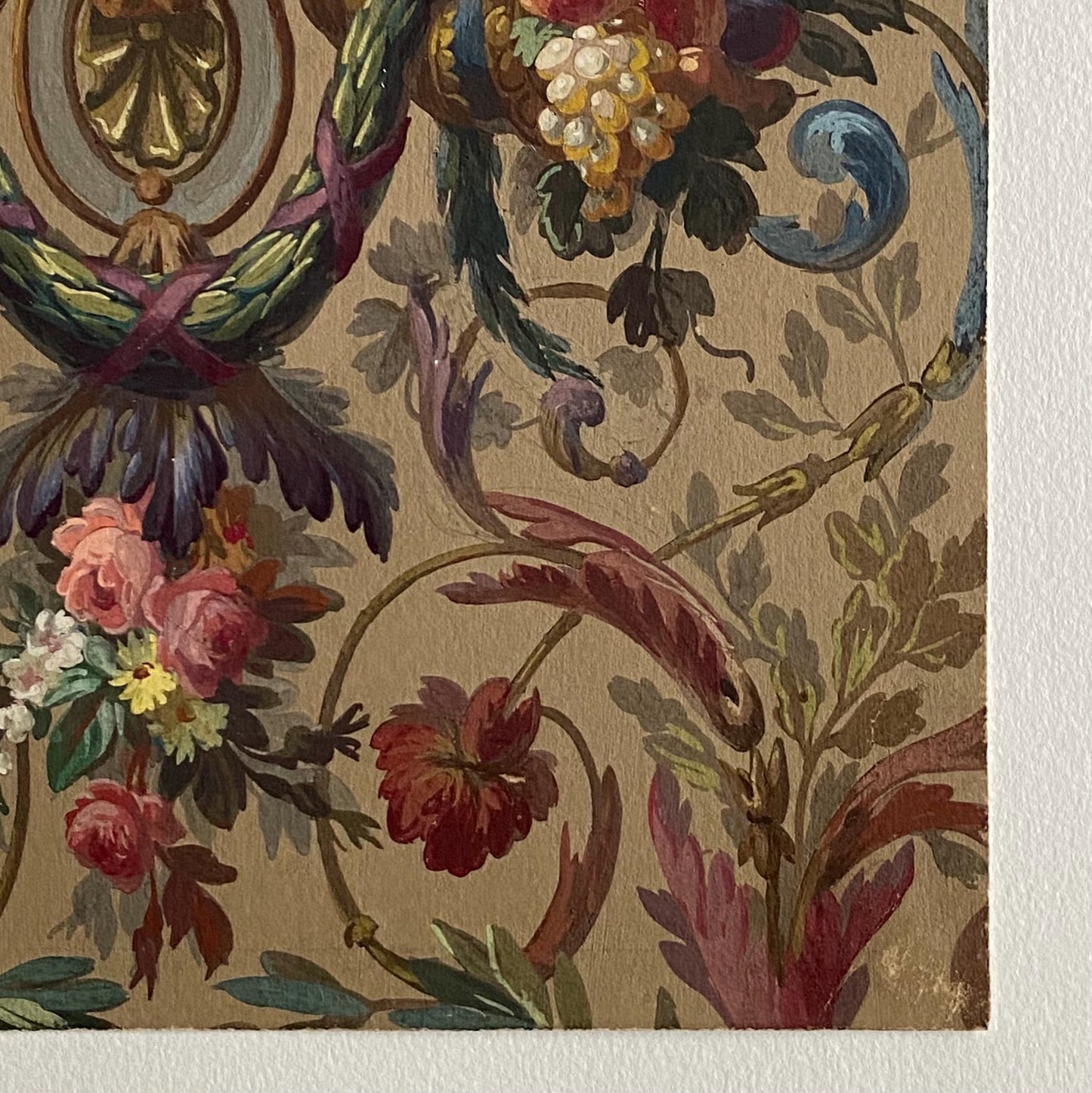 An Original Antique, Hand Painted, Watercolour Design For A Carpet. J Arnaud Gaidan, Paris, France. Late 1800s. Size: 34.5 x 25 cms.