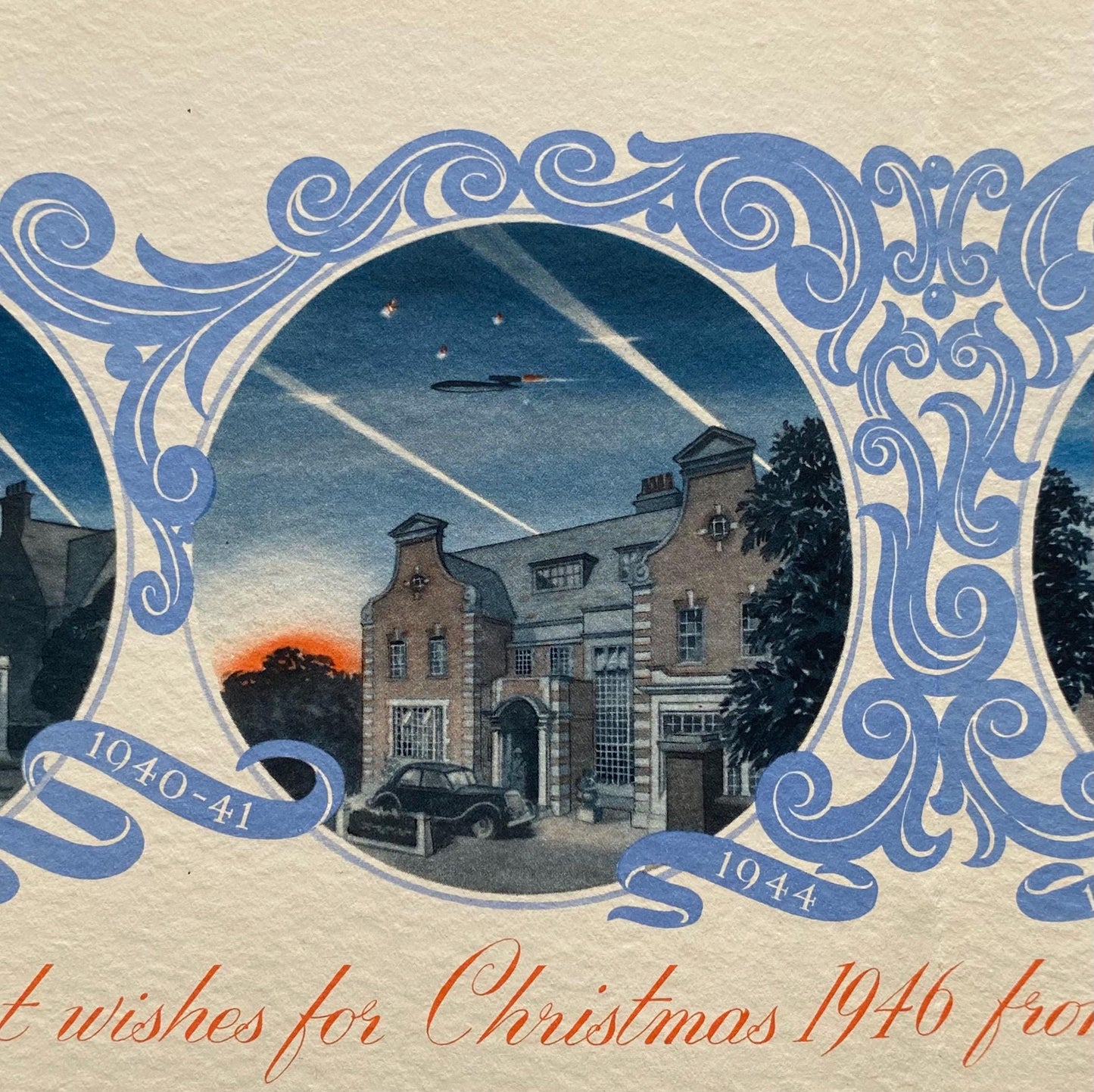 Christmas 1946. A Private Family Christmas Card Celebrating The End of World War II. Regents Park, London. Large: 51 x 20.2 cms.