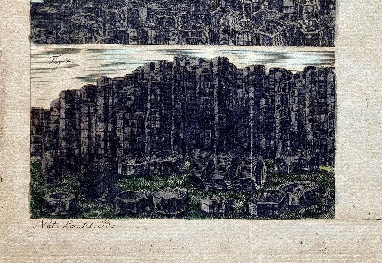 The Giant’s Causeway. An Antique Engraving. German. 1800s. Size: 20.5 x 24 cms.
