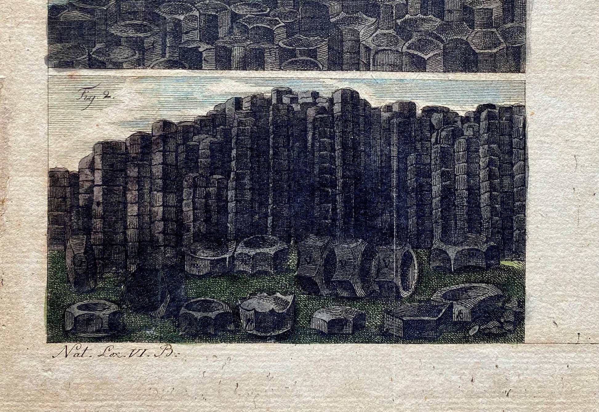 The Giant’s Causeway. An Antique Engraving. German. 1800s. Size: 20.5 x 24 cms.