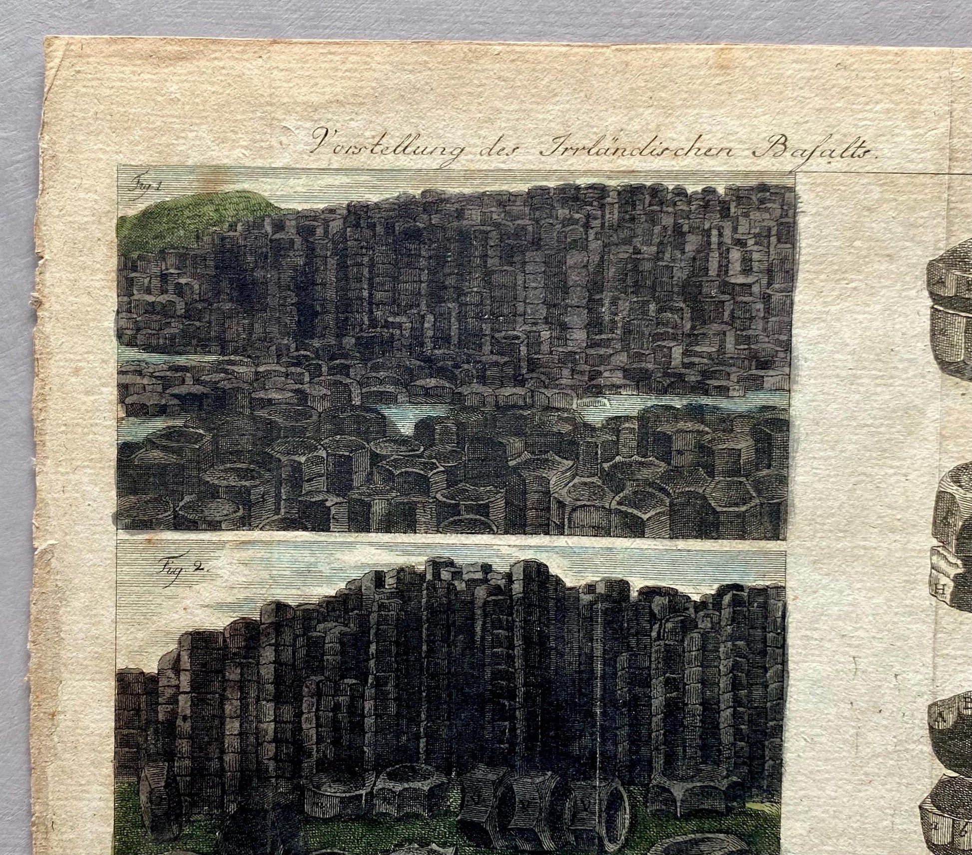 The Giant’s Causeway. An Antique Engraving. German. 1800s. Size: 20.5 x 24 cms.